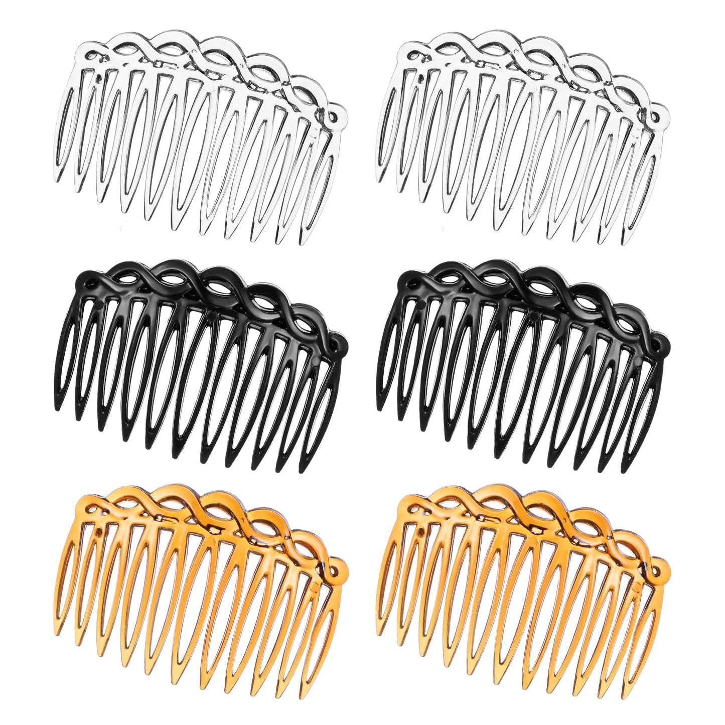 Yuanchu 6 Pcs French Hair Side Combs, French Twist Combs Plastic French Combs 11-Tooth Hair Combs 2.95x1.96in'' for Women French Retro Style Accessories for Women Wedding Brides Veil