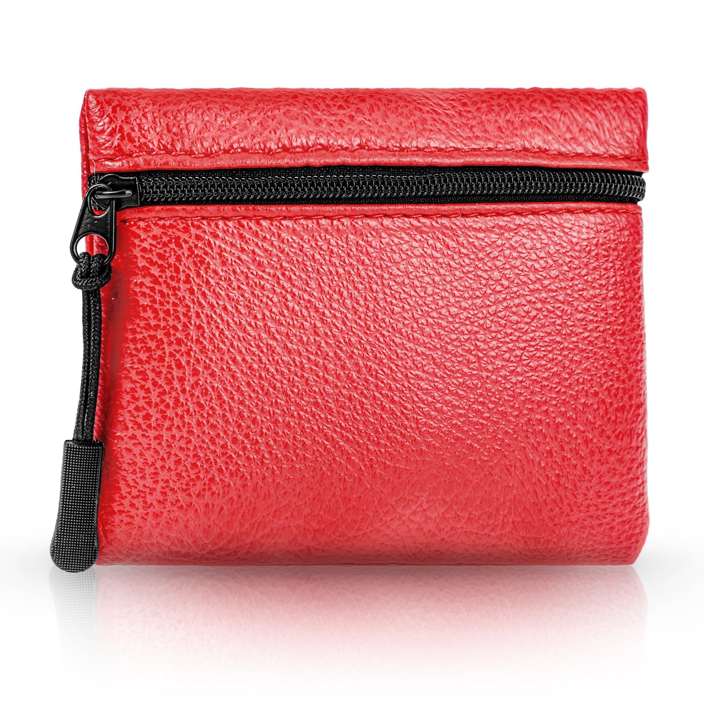 Andibro Vegan Leather Coin Purse, Coin Pouch for Women, Small Change Purse Credit Card Pouch Change Holder Coin Bag with Zip (Red)