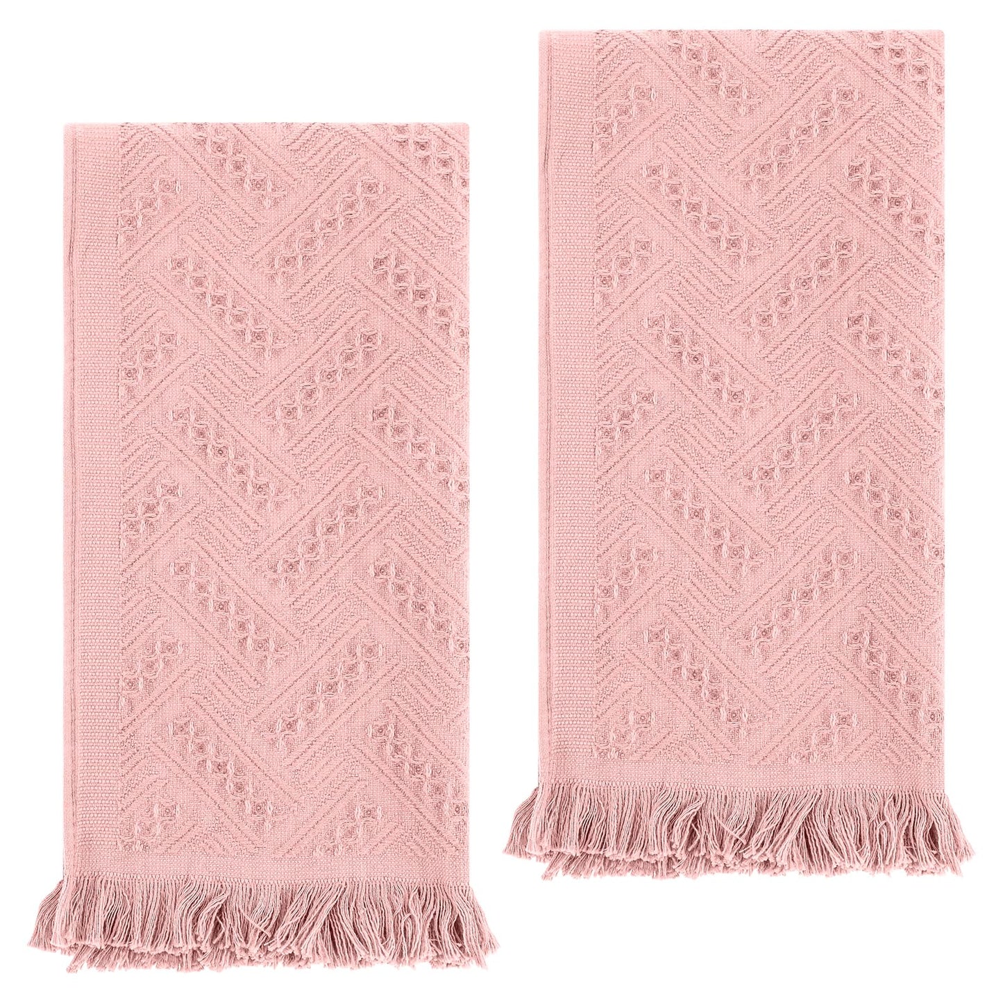 AOZUO 2 Pcs Hand Towels Bathroom, 30×13 Inch Boho Decorative Hand Towels Turkish Absorbent Soft Face Towel for Boho Bathroom Decor Farmhouse Kitchen Hotel Spa Guest (Pink)