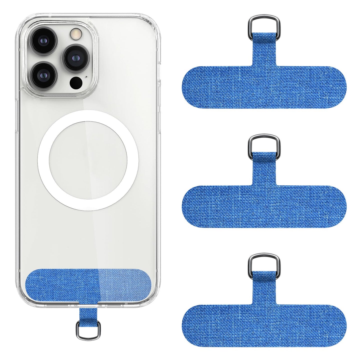 simarro 3Pcs Phone Tether Tab Pads, Cell Phone Strap Patch Pads Universal Mobile Phone Chain Phone Lanyard for Phone Strap Replacement Part for All Full Phone Cases(Light Blue)
