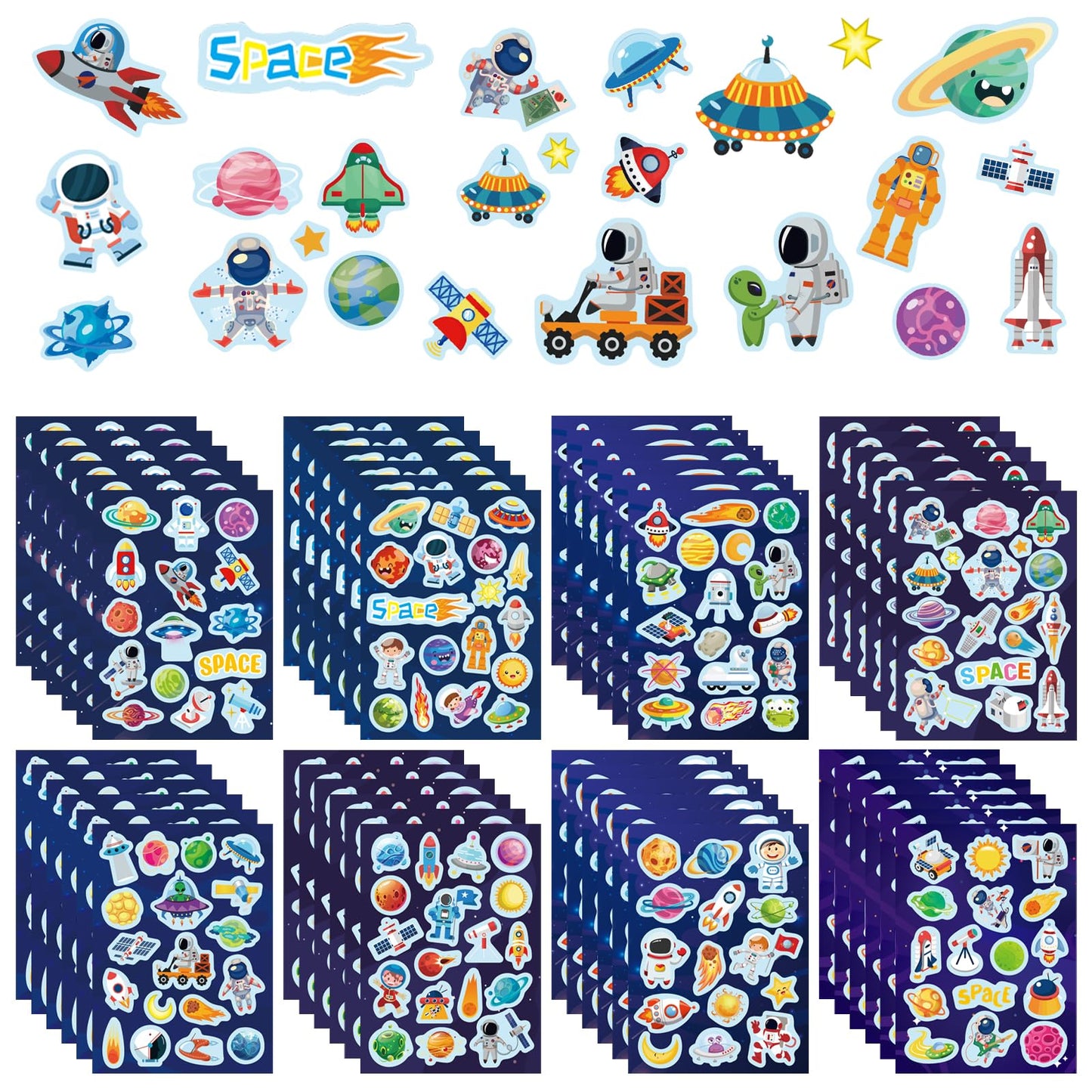 GEEHUA 48 Sheets Space Stickers for Kids, Rocket Astronaut Cute Travel Sticker Waterproof Stickers DIY Decorative Decals for Water Cup Laptops Scrapbook Phones Skateboards