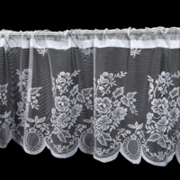WJIAAA Valance Half Window Sheer Curtains Rod Pocket 52x16 Inches Short Sheer Lace Floral Valance for Kitchen Living Room and Bedroom (White)(Flower-shaped edge)