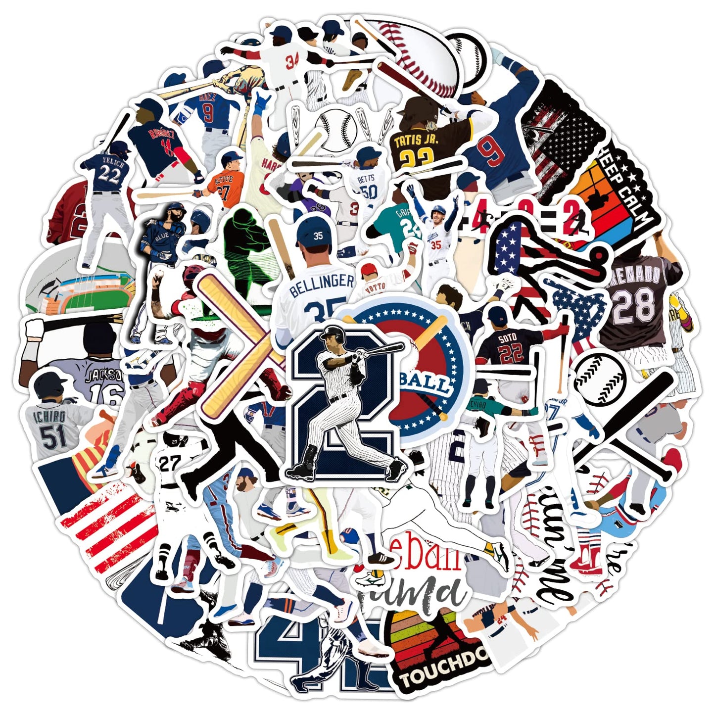 cobee Baseball Stickers, 100PCS Baseball Decals Baseball Helmet Sticker Waterproof Vinyl Sticker Water Bottle Stickers Aesthetic Trendy Decal Baseball Gifts for Teen Boys and Girls