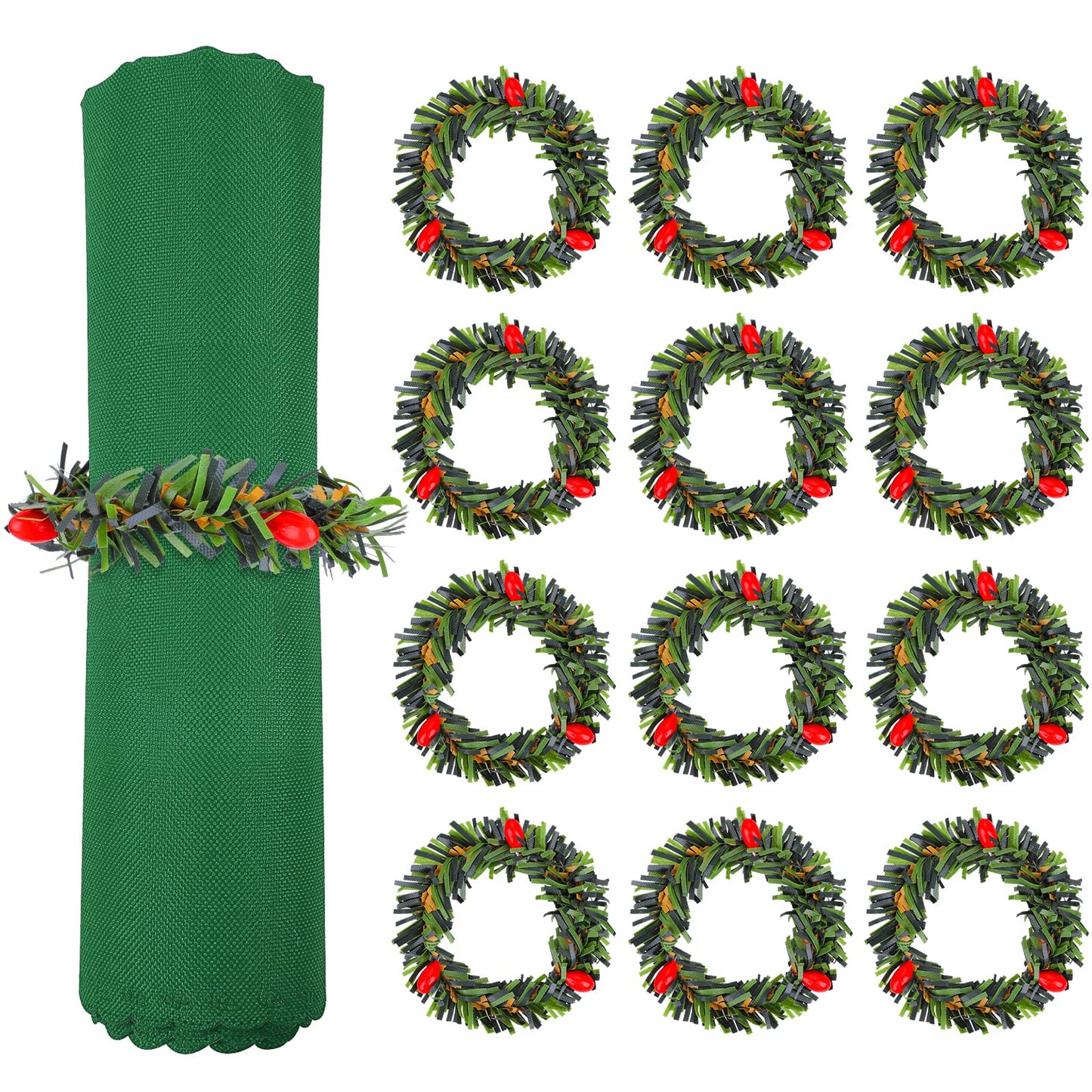 Cobee Christmas Napkin Rings,12 Pieces Xmas Napkin Holder Holiday Napkin Holder Rings Dinning Table Decorations for Wedding Birthday Thanksgiving Christmas Party Supplies