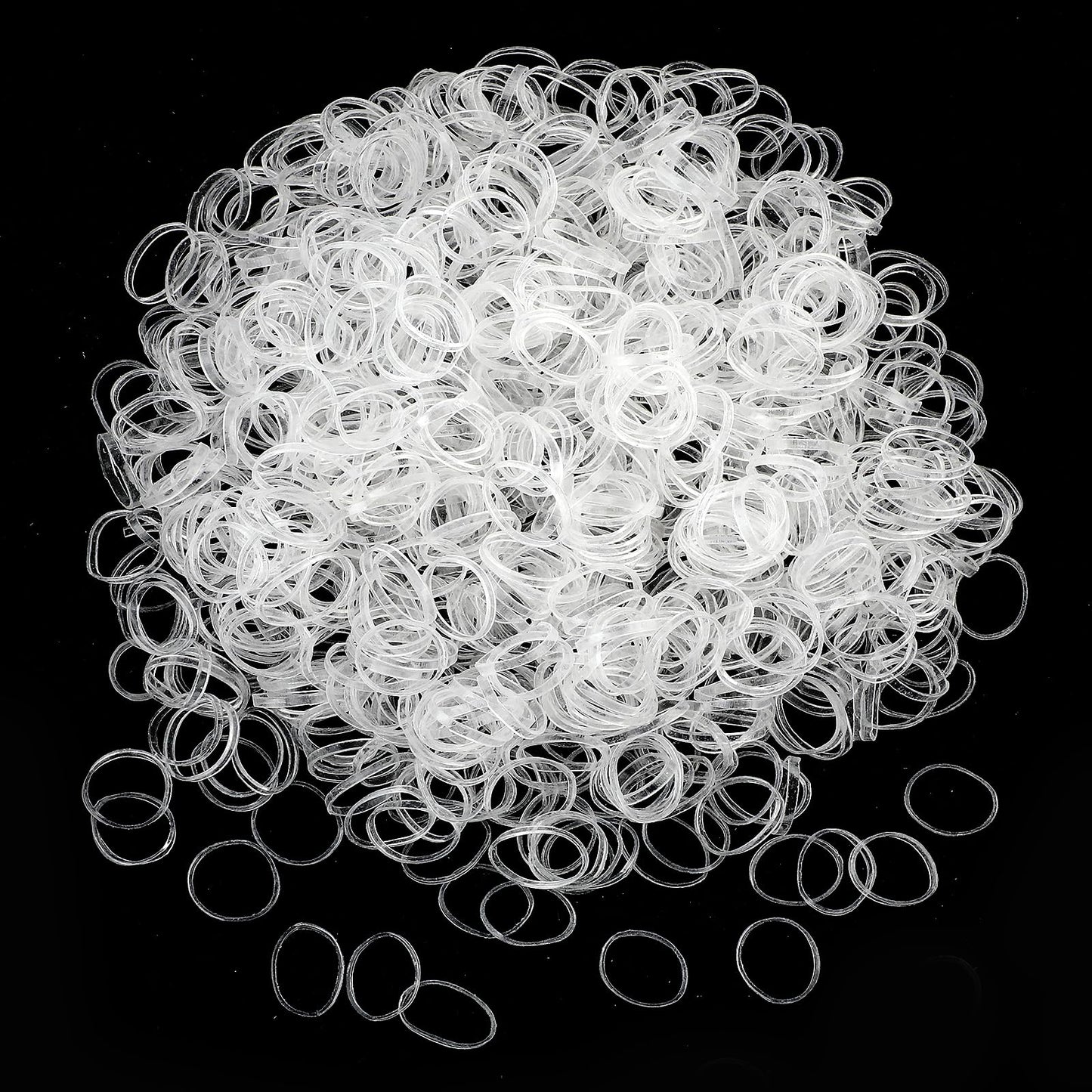 TIESOME Mini Hair Elastics, 1000 Pcs Clear Hair Rubber Bands Transparent Soft Hair Ties Elastics Small Hair Scrunchies Soft Hair Bobbles for Girls Women Hair Braids Small Dreadlocks(Clear)