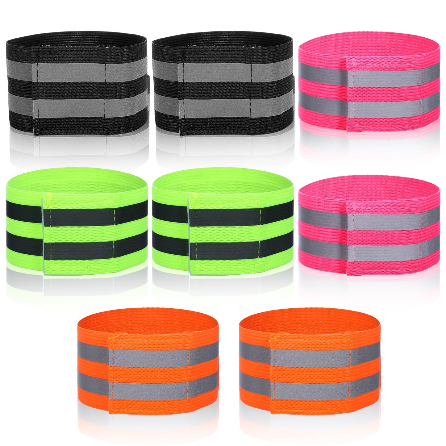 WJIAAA 8 Pcs High Visibility Reflective Bands for Wrist Arm Ankle Leg,Reflective Running Gear for Night Running Walking Cycling Reflecting Gear Men Women