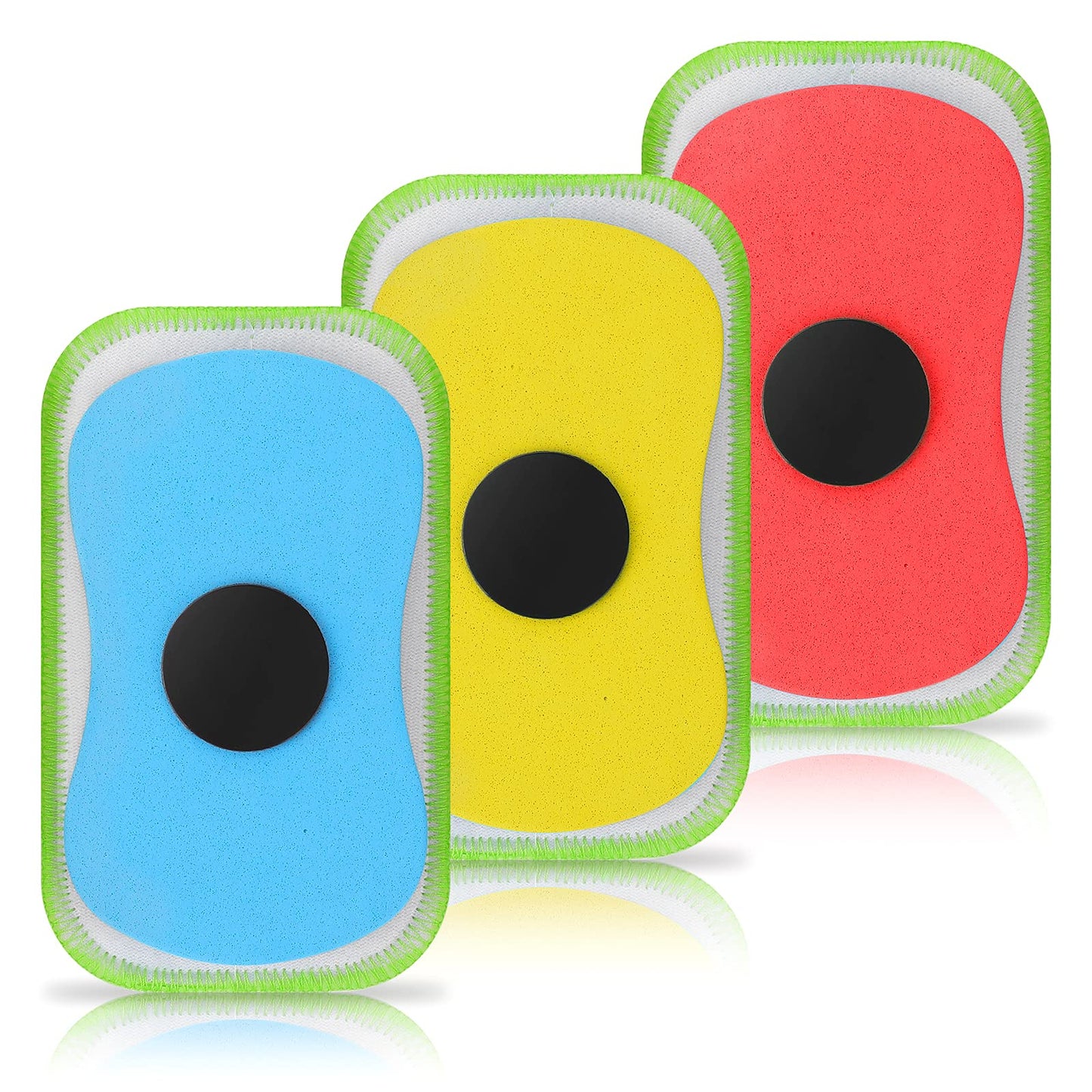 Molain 3Pcs Magnetic Washable Chalkboard Eraser, Round, Metal, for Classroom, Home and Office School Supply (Red, Yellow, Blue)