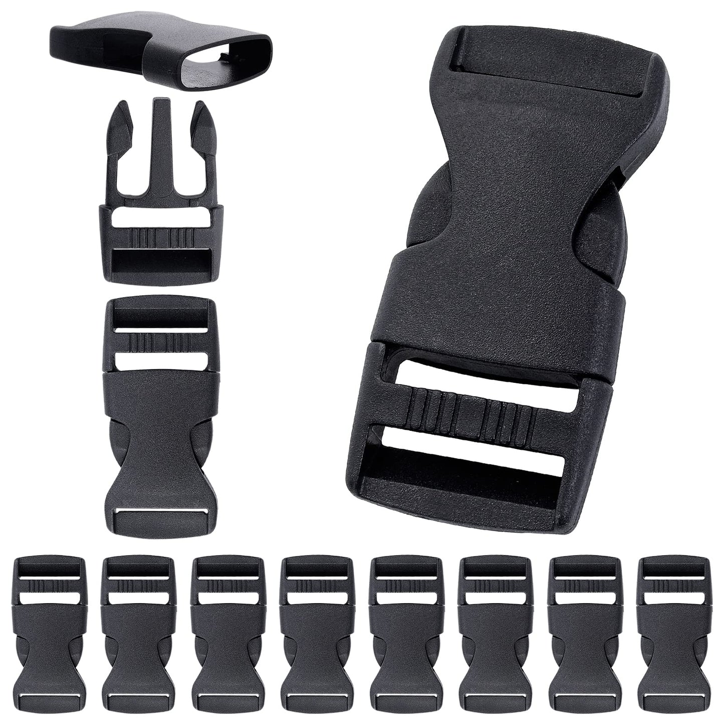 cobee 1" Quick Side Release Buckles, 10 Pcs Adjustable No Sewing Clips Snaps, Hard Thick Plastic Replacement Buckle for Repairing Nylon Webbing Straps Backpack Fanny Pack Belt Dog Collars