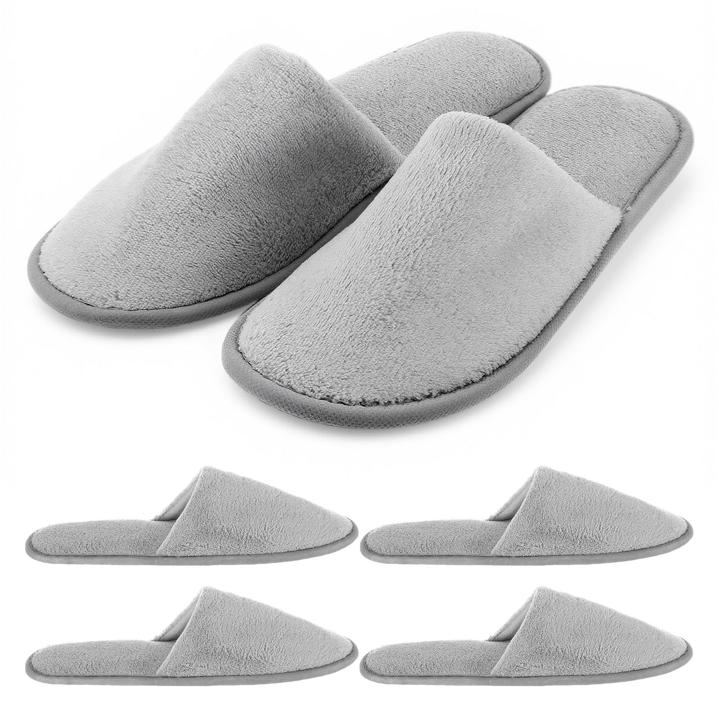 WJIAAA 3 Pairs Hotel Slippers Guest Slippers Extended Thickened Design Coral Fleece Hotel Home Travel Closed Toe Slippers Unisex One Size