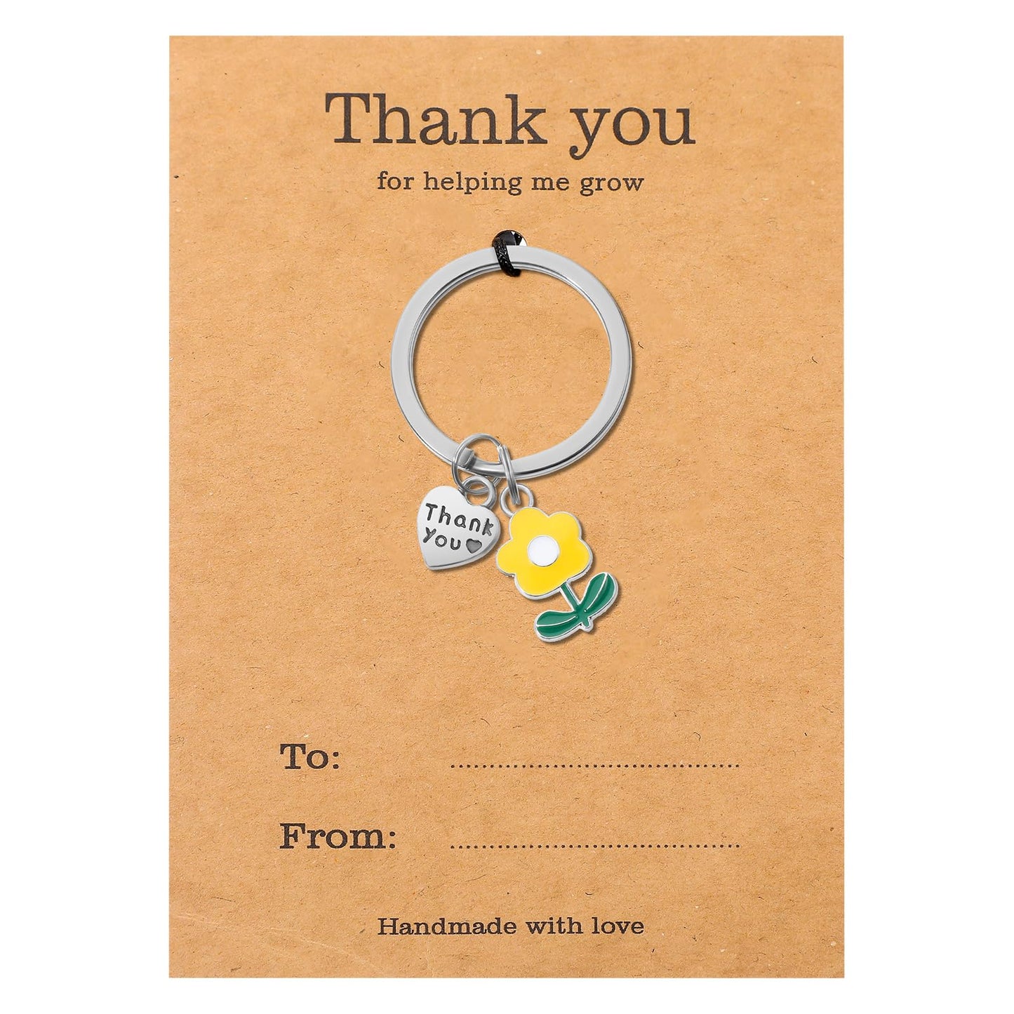 Yuanchu Teacher Appreciation Keychain Gifts, Teacher Day Christmas Gift Thank You for Helping Me Grow Keychain Teacher Gift Keychain Thank You Gift Keyring, Colored