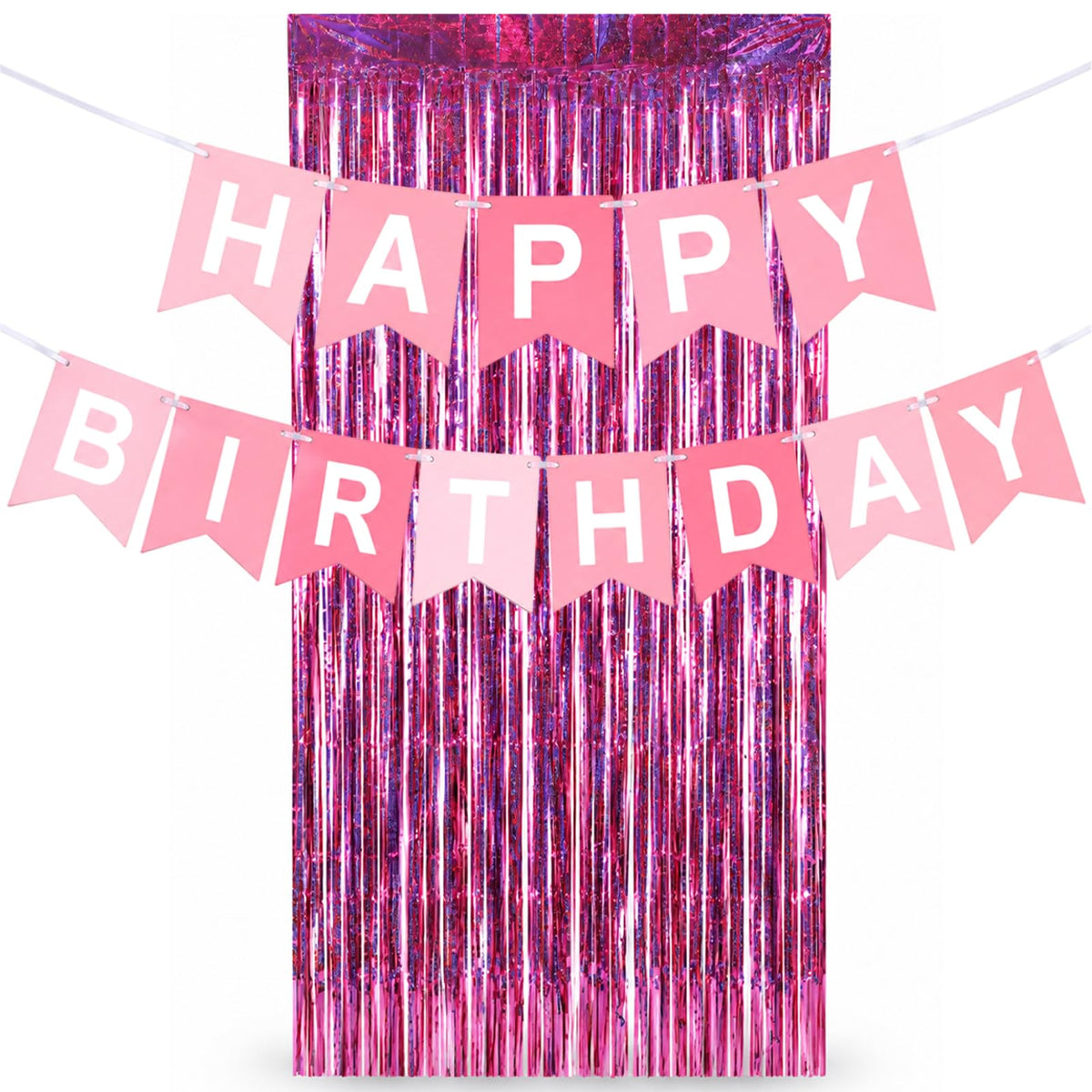 SULIKJHUI Girl's Happy Birthday Garland Pink