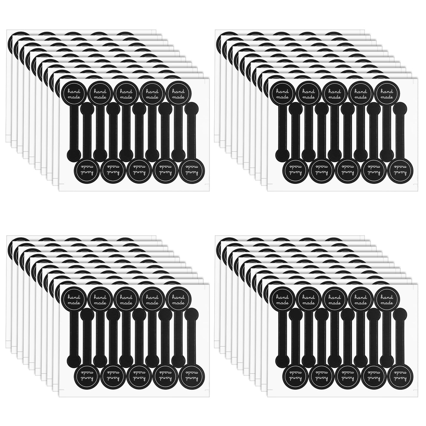 GEEHUA 400 Pcs Handmade Baking Seal Stickers, Black Long Label Bakery Stickers, Self-Adhesive Lollipop Sealing Stickers Food Retail Package Seal Labels Tamper Resistant Stickers