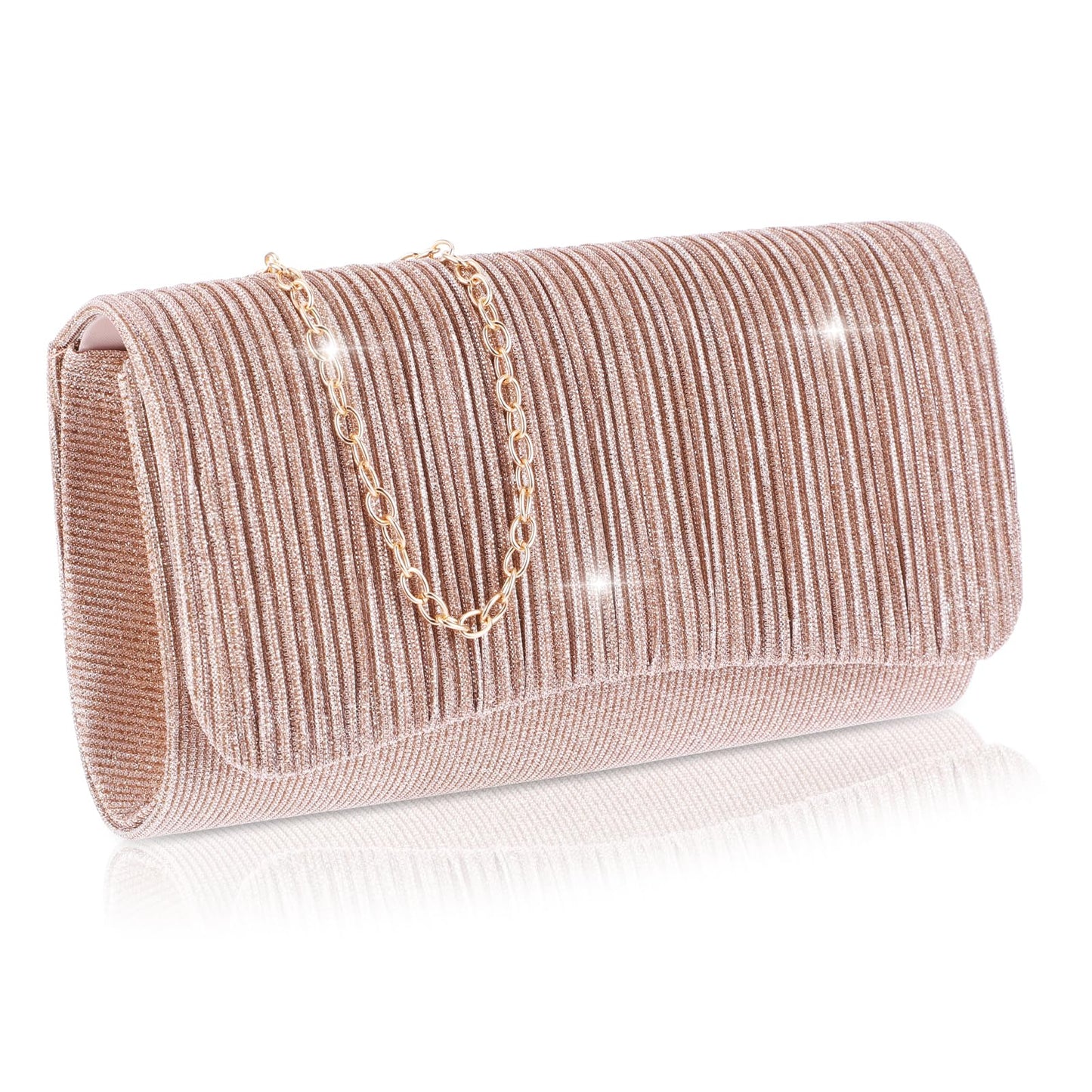 simarro Women's Evening Banquet Bag, Fashion Simple Clutch Bag Purses Ladies' Party Handbags Envelope Handbags for Women's Prom Wedding Christmas New Year Party(Gold)