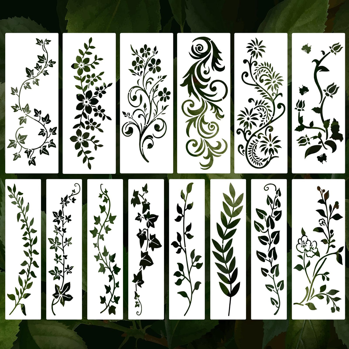 JJUNW 14 Pcs Leaf Vine Stencils,DIY Crafts Drawing Templates,
