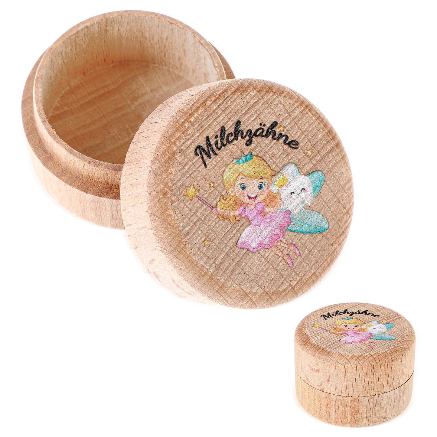 Yuanchu Tooth Box Milk Teeth for Girls Boys Milk Tooth Box Personalised Wooden Round Tooth Box Wooden Milk Teeth Box Gift Ideas for Christening and Birthday Tooth Fairy Gifts for New Parents