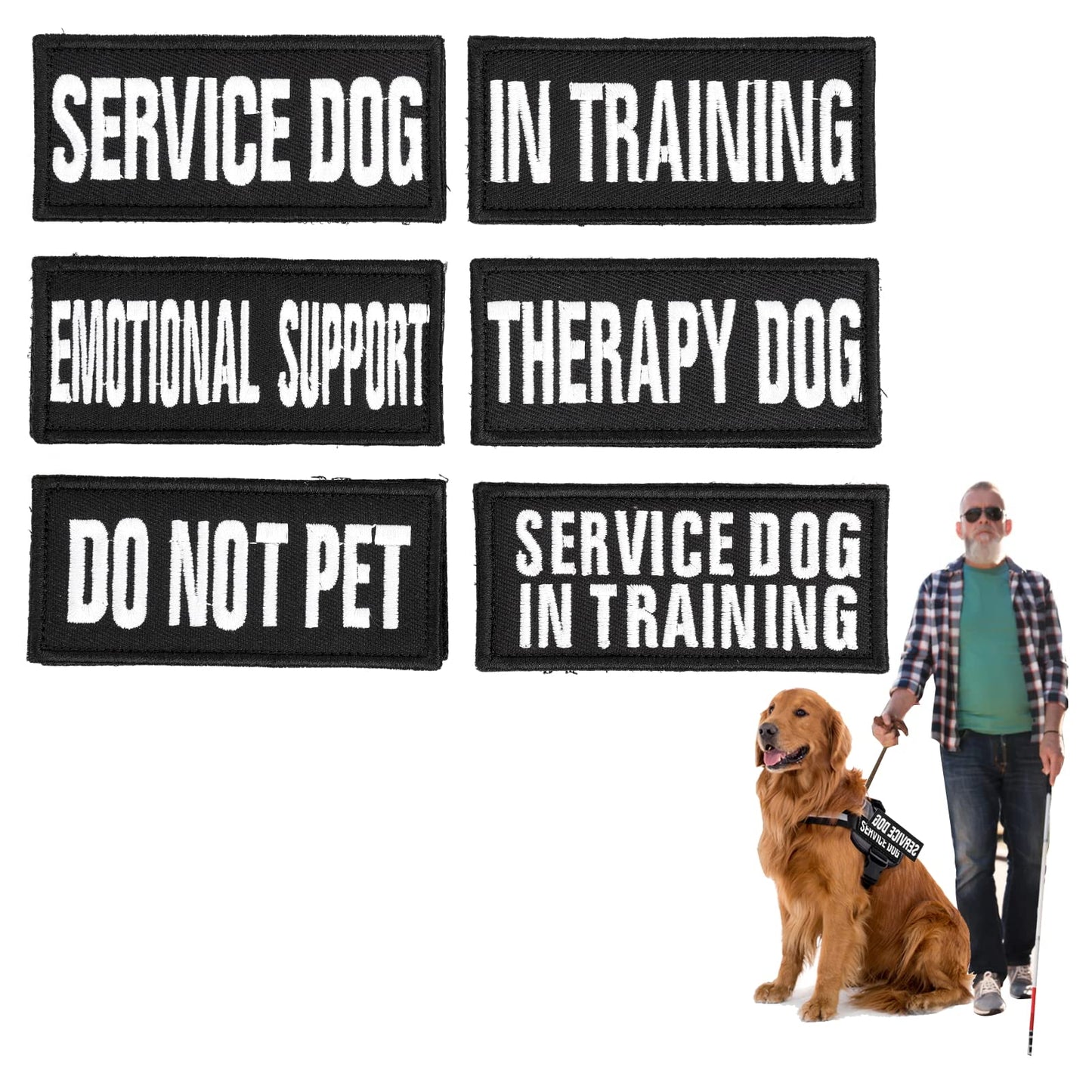 cobee Dog Embroidered Tactical Patches for Dog Harness, 6pcs Dog Vest Removable Tactical Magic Sticker Patches for Service Dog Badge in Training