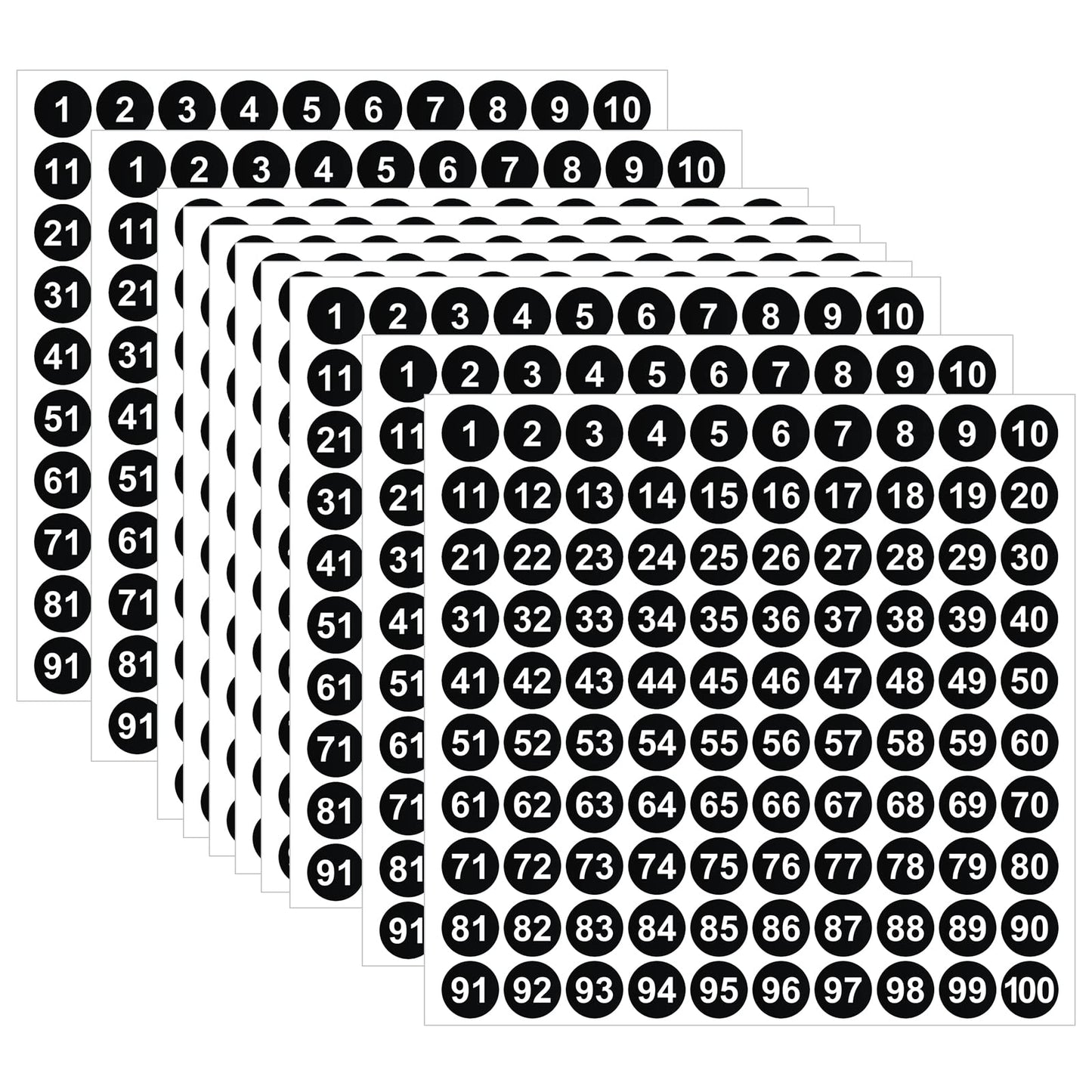Cobee 2500Pcs Vinyl Number Stickers, 1-100 Round Labels for Inventory Storage Classification, Waterproof, Self-Adhesive, Office Supplies, Black