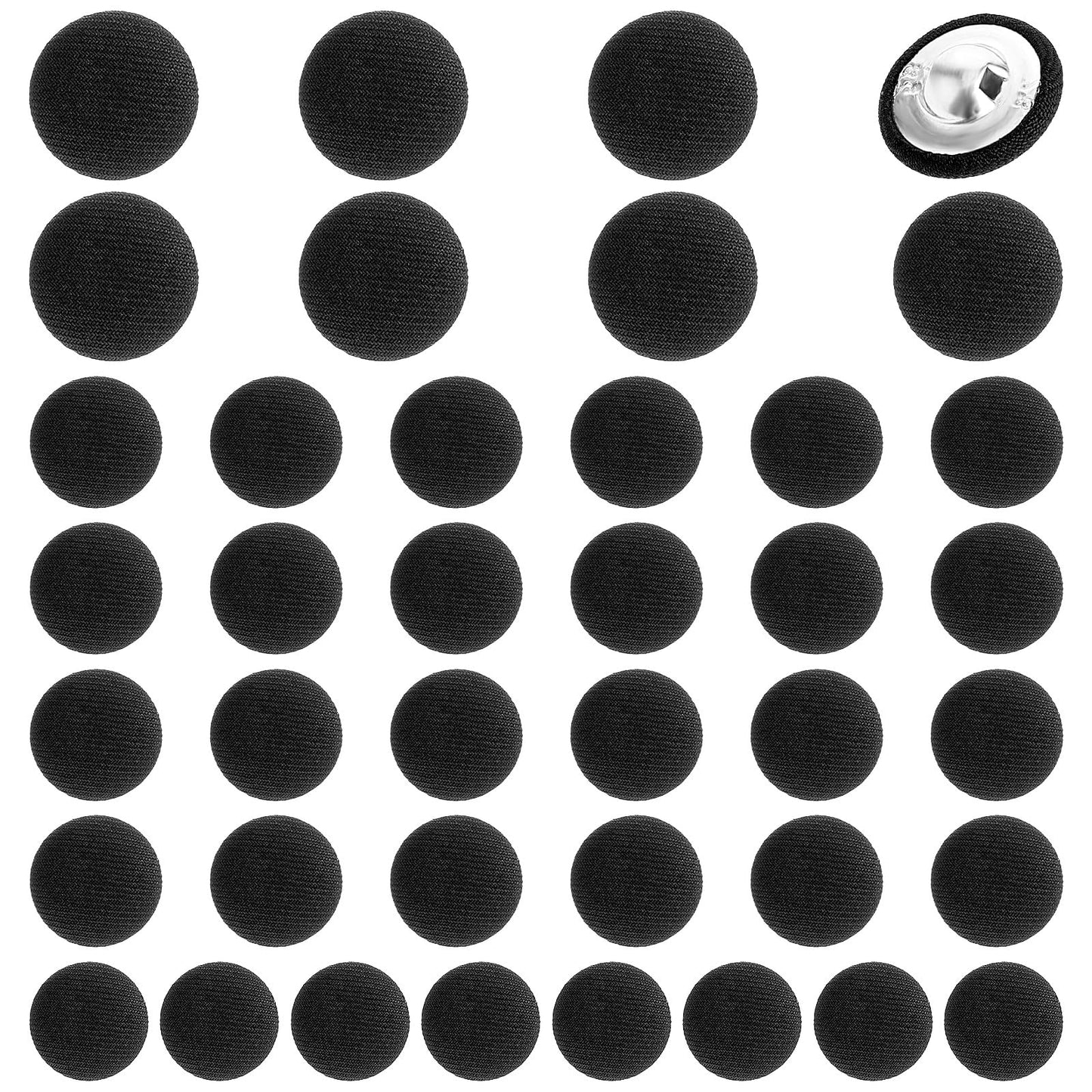 XLIUAX 40 Pcs Black Buttons, Fabric Cloth Covered with Metal Shank Button, Round Suit Button, Small Tuxedo Buttons Vintage Black Coat Sewing Buckle for Women Man Jacket Coat Blouse Jeans Dress Gowns