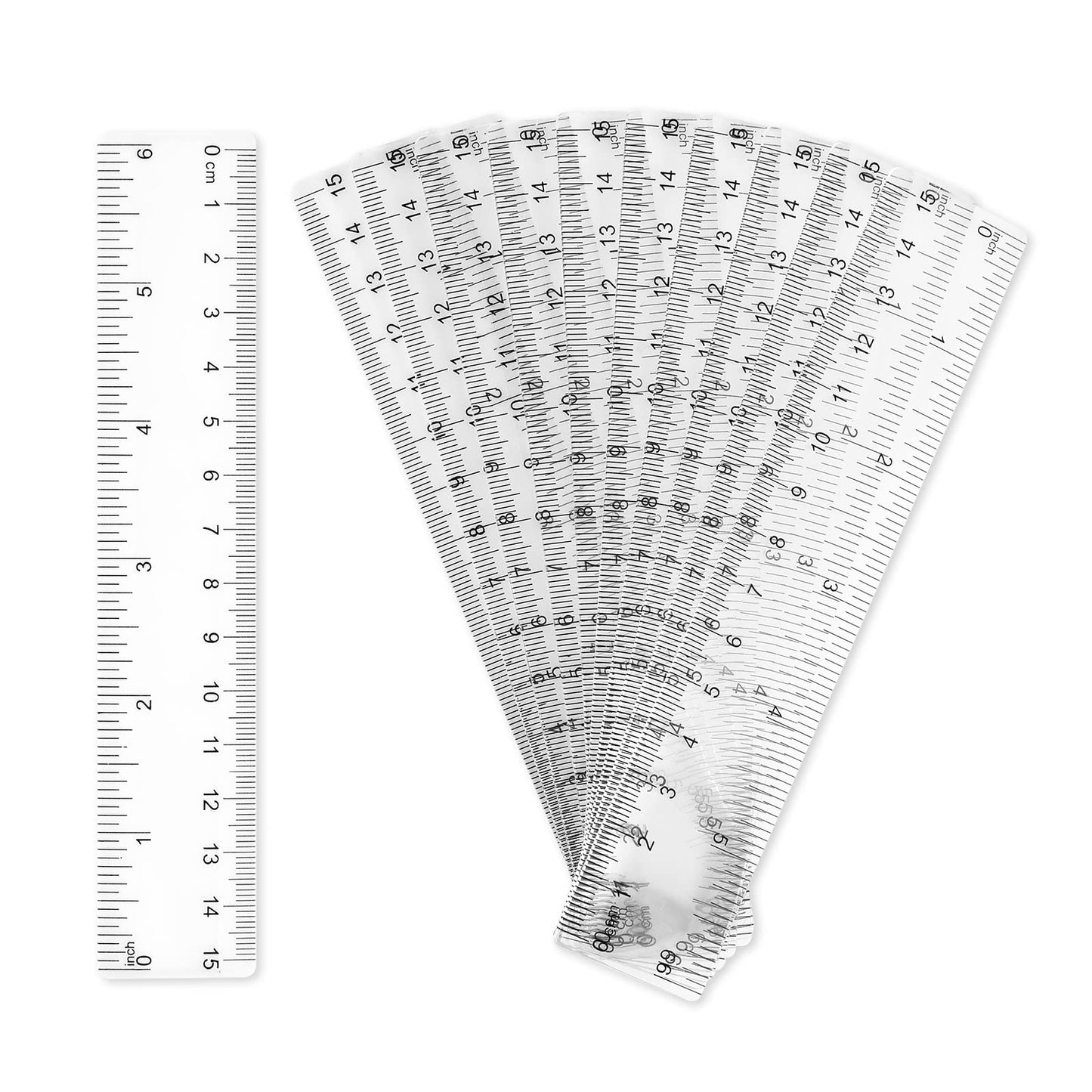cobee Clear Plastic Ruler, 10pcs 6 Inch Straight Ruler, Shatterproof Clear Plastic Ruler, Transparent Plastic Ruler Kit, Measuring Tool for Students School Kids Classroom Office Supplies
