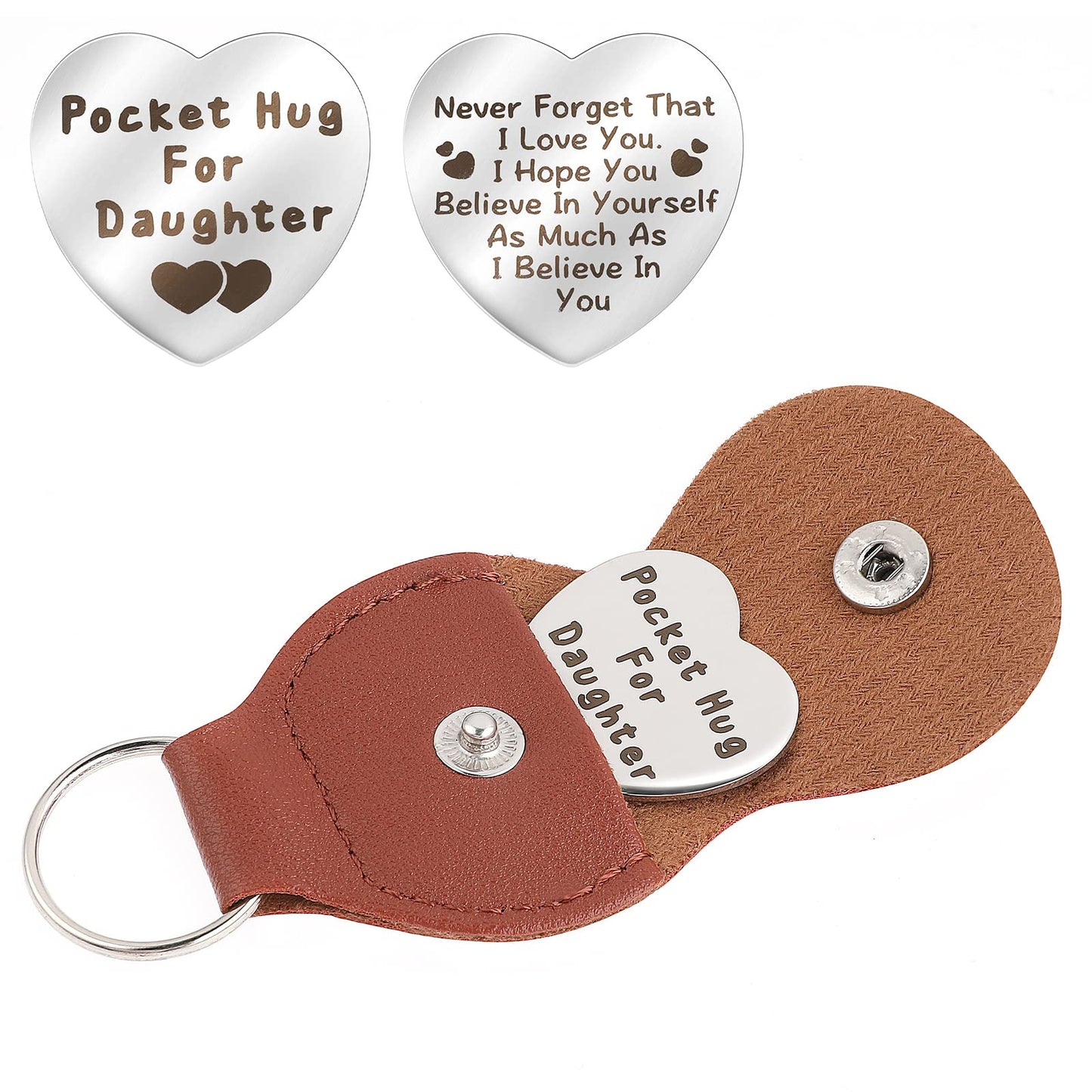 cobee Love Heart Pocket Hug Token, Long Distance Relationship Gifts Thinking of You Present Gifts Relationship Keepsake Little Pocket Hug Isolation Gifts for Family Friends(Daughter)