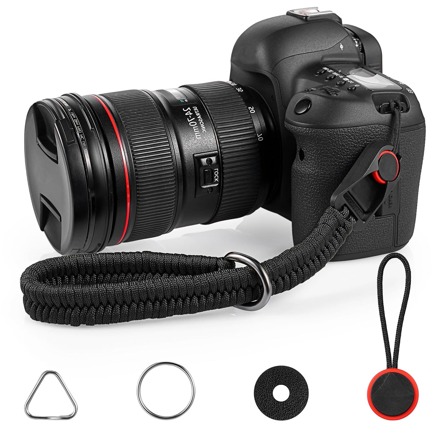 Yuanchu Quick Release Camera Wrist Strap, Nylon Camera Hand Strap Hand Strap with 4 Replace Buckle for DSLR Mirrorless Camera, Black, 30cm/11.8in
