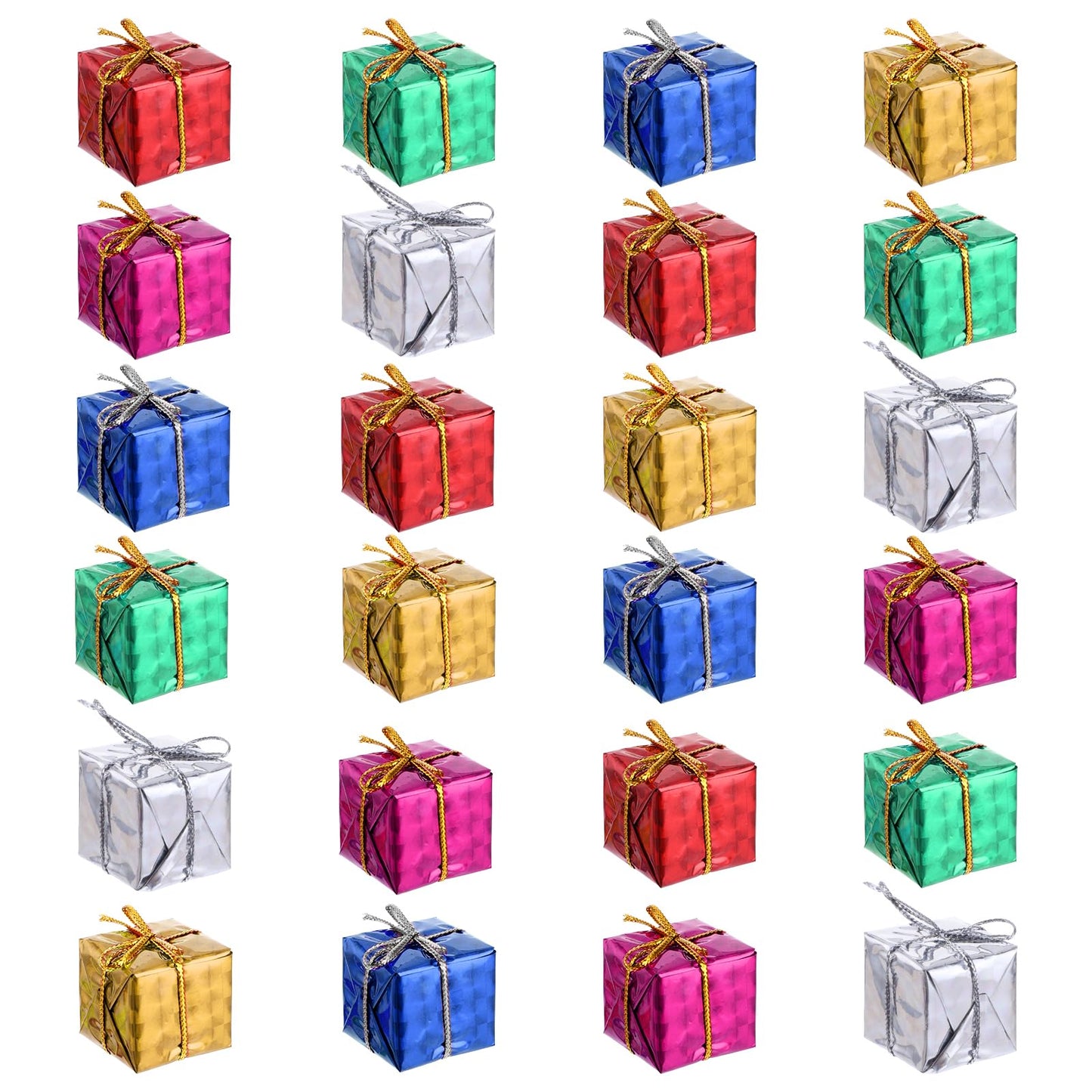 simarro 24pcs Christmas Mini Gifts Box Ornaments, 2.5CM Xmas Tree Small Gift Boxes Hanging Decorations Party Favors Xmas Tree Indoor Outdoor Hanging Pendant Holiday Decoration