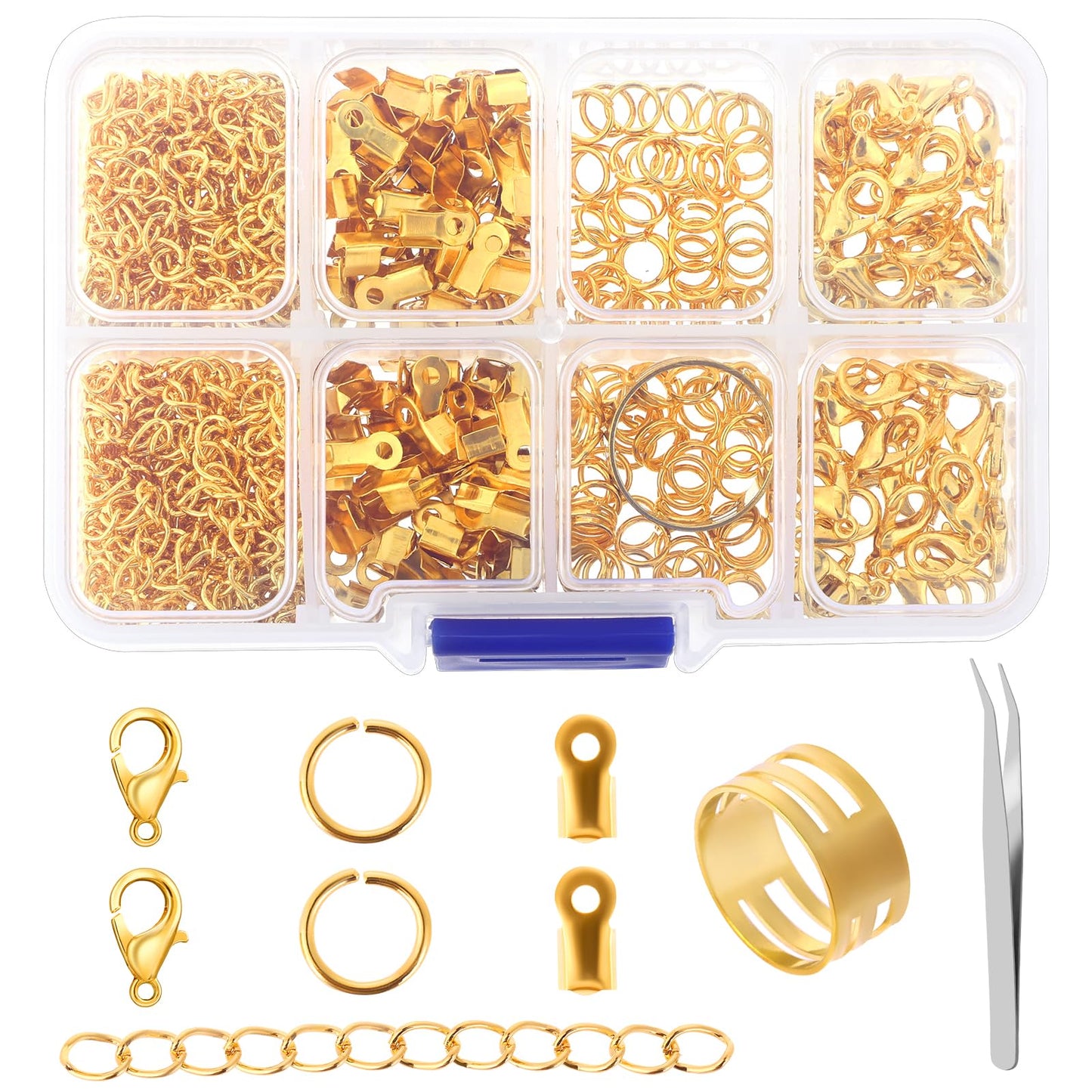 simarro 300 Pcs Jewellery Clasps Set, Lobster Clasps for Jewelry Making with Closed Jump Rings, Metal Closures Clasps for DIY Craft Bracelet Necklace Ankle Making (Gold)