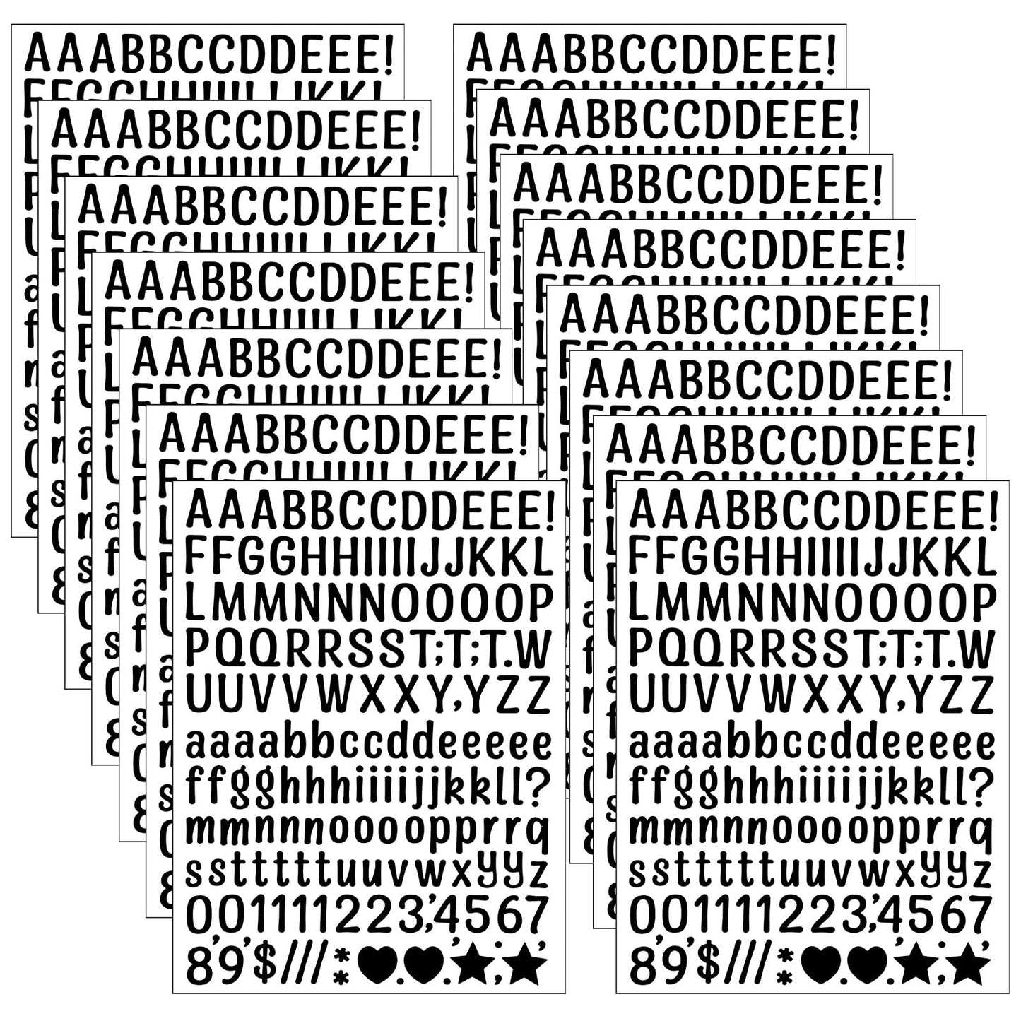 Amabro 15 Sheets Letter Stickers, 2460 Pieces Self Adhesive Vinyl Sticker with Letters and Numerals Weatherproof for Mailbox Marking DIY Craft