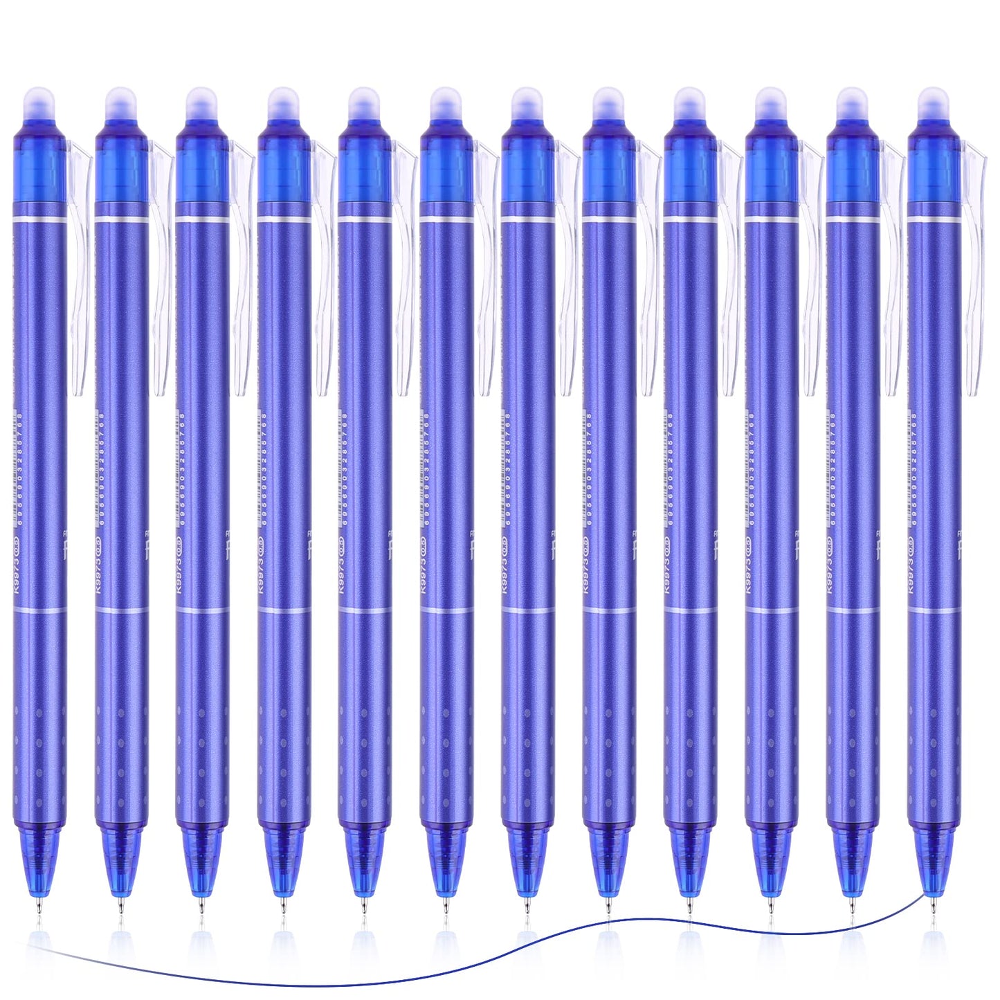 Cobee Erasable Gel Pens, 12 Pieces 0.5mm Retractable Eraser Rollerball Pen Blue Ink Erasable Pen Mistakes Disappear Fine Point Pen Writing Planner Drawing School Supplies(Blue)