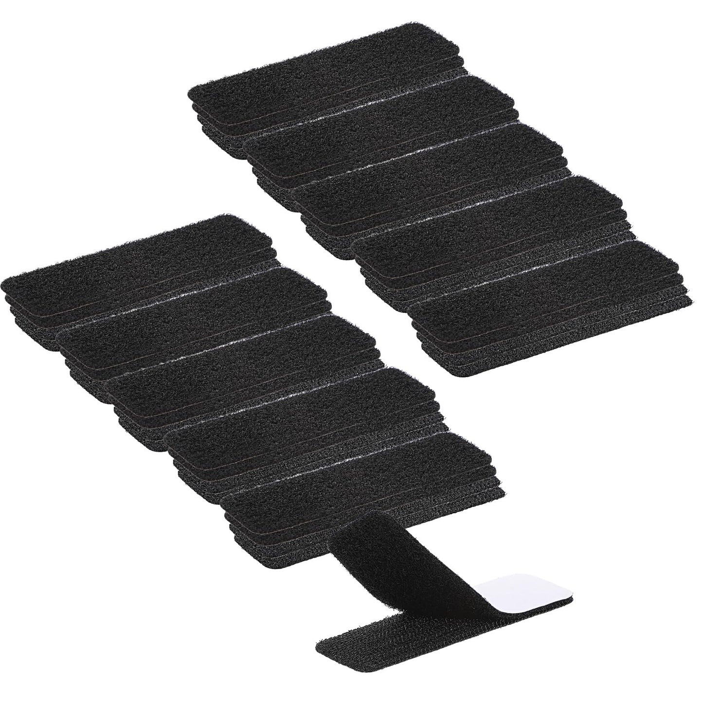 Yuanchu Velcro Tape, Self-Adhesive, Pack of 20, Double-Sided Extra Strong Velcro Fastening, 10 x 3 x 0.3 cm, Can Be Cut to Size, Adhesive Pads for Storage and Attachment (Black)