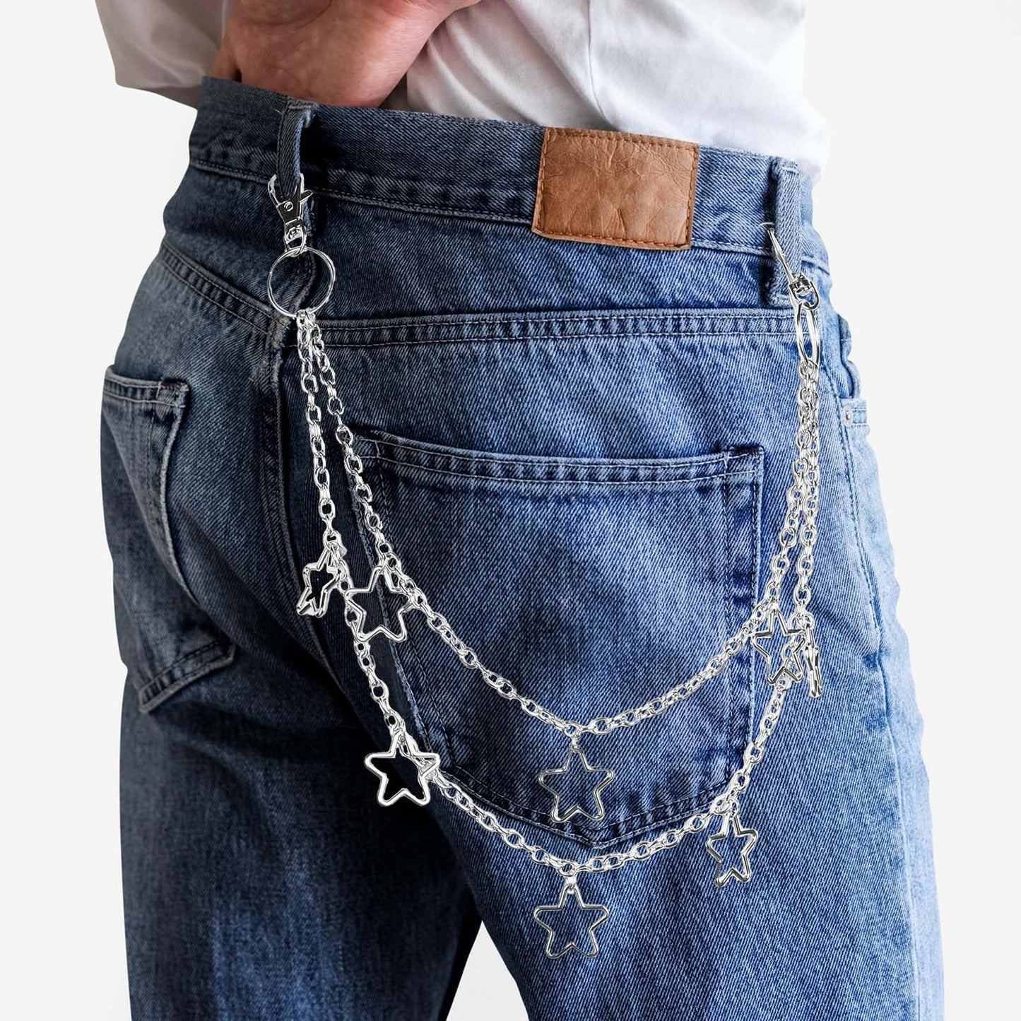 simarro Womens Vintage Pants Chain Belts, Star Jean Chain Belt Adjustable Metal Chain Belt Waist Chain Body Accessories for Women Girls, Rock Wallet Chain(Style1)