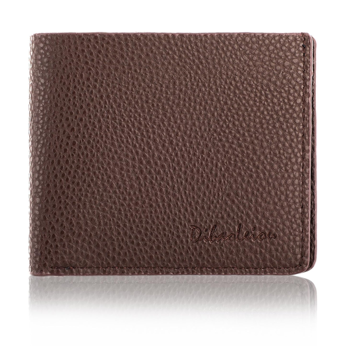 Andibro Full Grain Textured Leather Wallet, Slim Bifold Wallets for Men, Mens Small Wallet Thin Coin Purse with ID Window(Coffee)