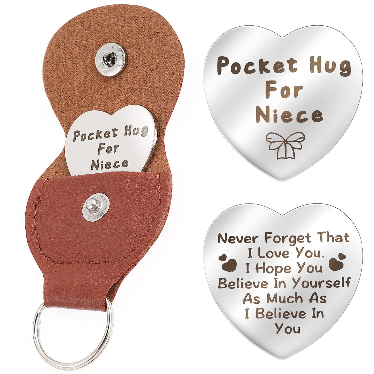 cobee Love Heart Pocket Hug Token, Long Distance Relationship Gifts Thinking of You Present Gifts Relationship Keepsake Little Pocket Hug Isolation Gifts for Family Friends(Niece)