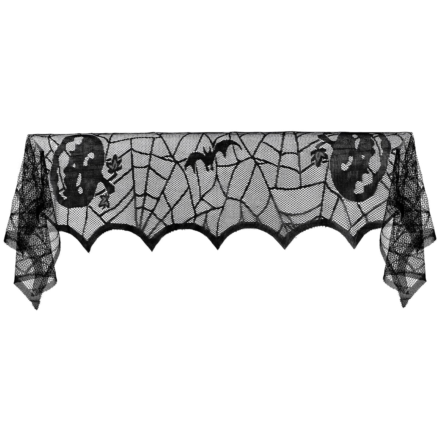 Amaxiu Halloween Black Lace Table Runner, Spider Web Table Decoration 72 x 18 in Pumpkin Halloween Dinner Table Decor Polyester Table Runner Fireplace Mantle Scarf
