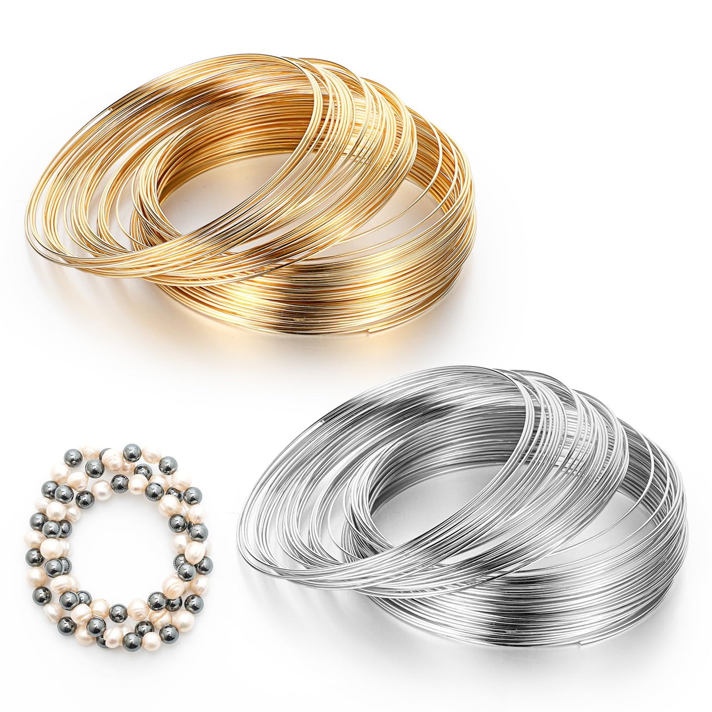 simarro 200 Loops Memory Steel Wire Bracelet Memory Wire for Beads Jewelry Wire Silver Jewelry Memory Beading Wire for Bracelets Making DIY Crafts Making