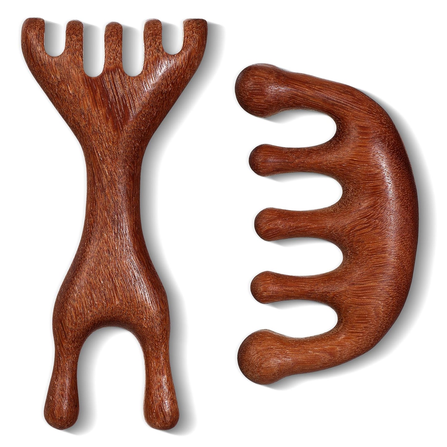 WJIAAA Massage Comb, 2 Shapes Wooden Comb with Wide Tooth, Multi-Purpose Scalp Gua Sha Comb, Wooden Hair Comb, Head Massage Round Tooth Comb, Fatigue Relieves Massage Tool, Head Massager, for