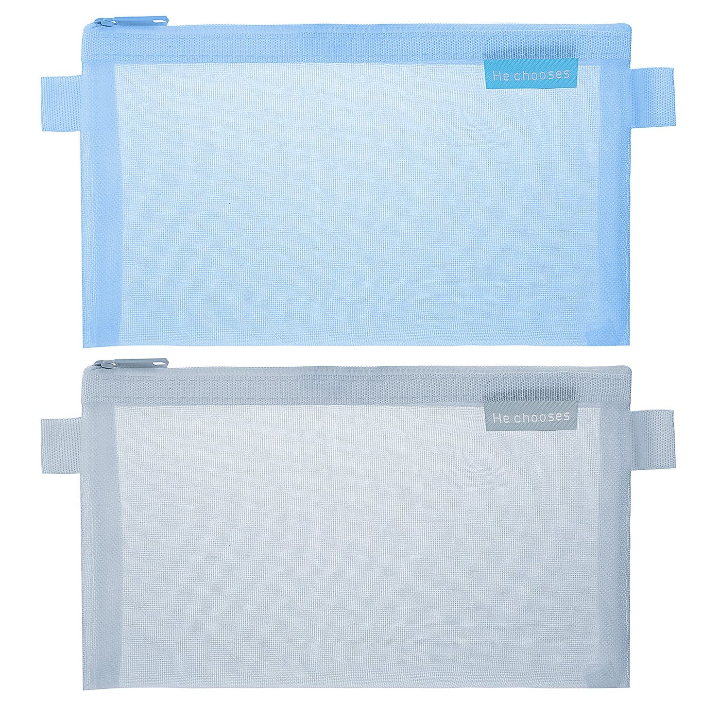 TIESOME 2 Pcs Mesh Zipper Pencil Pouch File Bag, Clear Pencil Pouch Wallets Folders Portable Travel Accessories Storage Pouch Medicine Storage Bag Bills Bag Women's Makeup Bag School and Office Supply