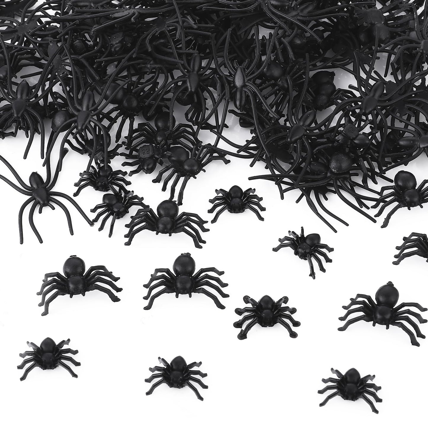 Amaxiu Halloween Realistic Bugs Set, 160pcs Realistic Plastic Spiders 3 Sizes Black Fake Spider Prank Props Mini Spider Toy Prank Scary Joke Spiders for Halloween Party Decoration
