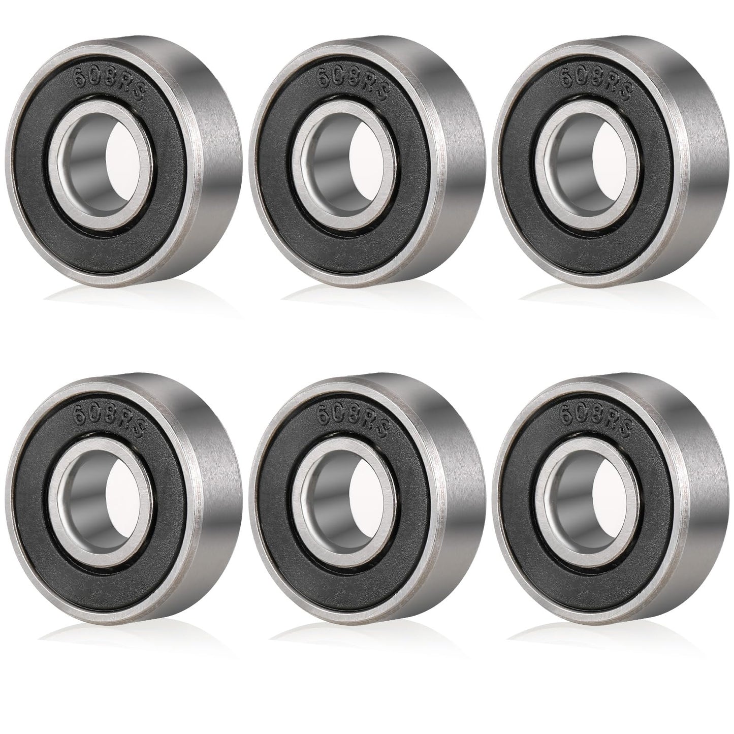 cobee 608 RS Ball Bearings Skateboard Bearings,6 Pcs Double Rubber Sealed Shielded Miniature Deep Groove, 608 Bearings for Skateboards Inline Skates Scooters(608 RS)