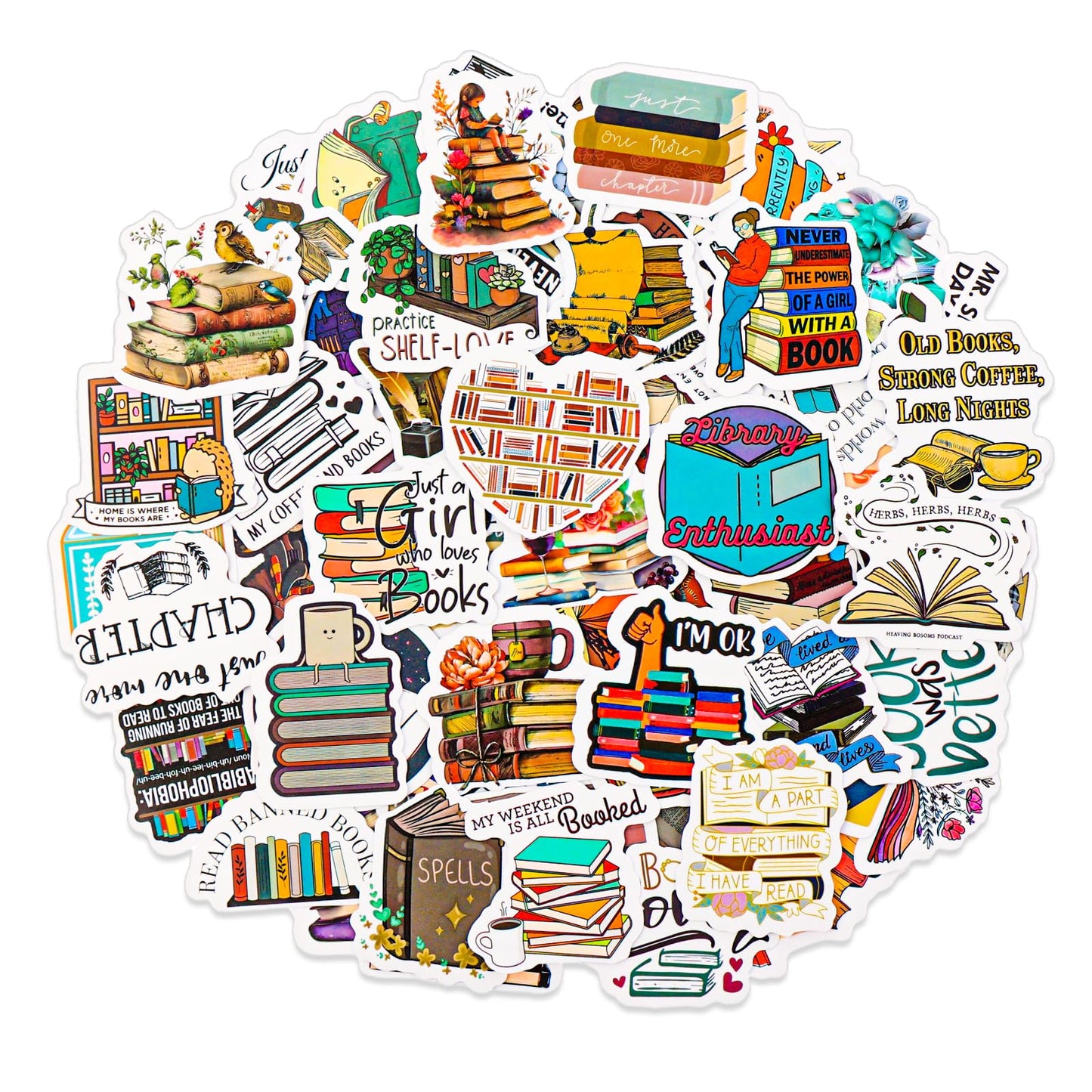 Amabro 100Pcs Reading Book Stickers, Cute Water Bottle Bookish Stickers Book Lovers Decal Gift Decorations Accessories Teachers Reading Rewards for Students Kids Teens Adults Readers Kindle Laptop