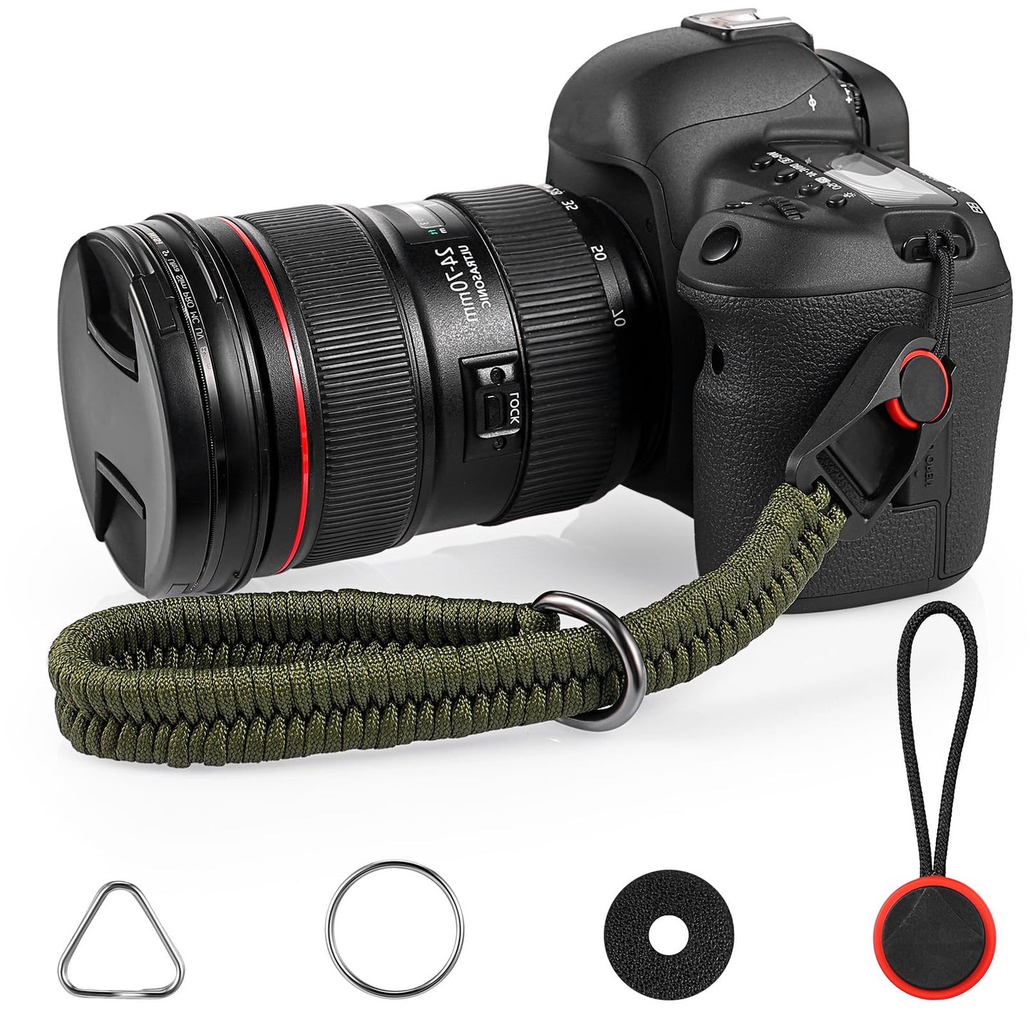 Yuanchu Quick Release Camera Wrist Strap, Nylon Camera Hand Strap Hand Strap with 4 Replace Buckle for DSLR Mirrorless Camera, Green, 30cm/11.8in