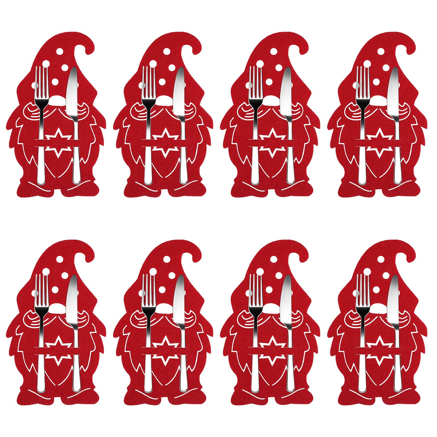 cobee Christmas Cutlery Holders, 8 Pcs Xmas Santa Tableware Christmas Silverware Cutlery Holders Pocket Knifes Forks Bags Dinnerware Decorations for Home Party(Santa)
