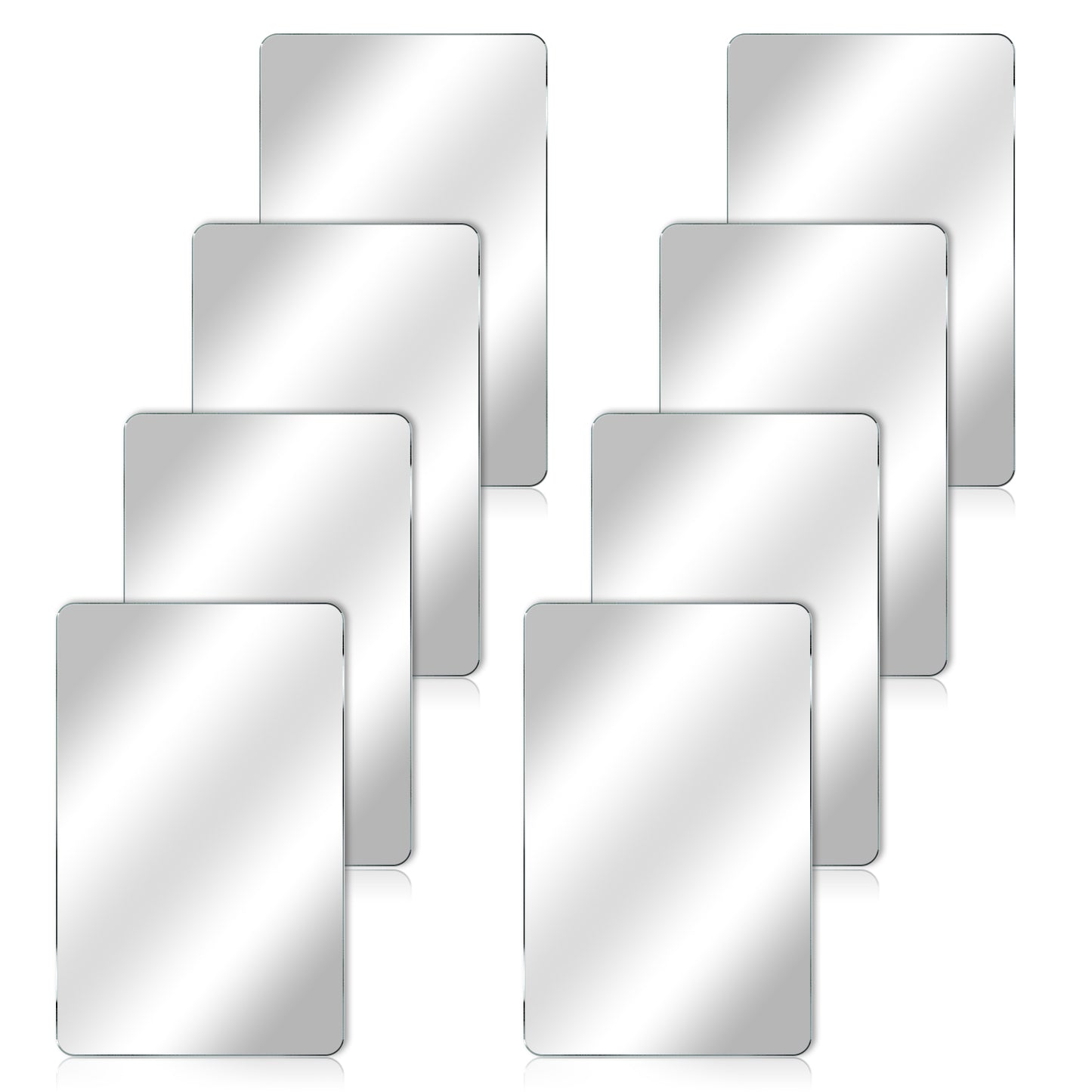 Bewudy 8 Pcs Acrylic Mirrors for Wall, 6 x 4 Inch Acrylic Mirror Tiles Self-Adhesive Small Mirror Stickers for Wall Rectangular Mirrors Sheet for Bathroom, Bedroom, Living Room, Home Gym Door