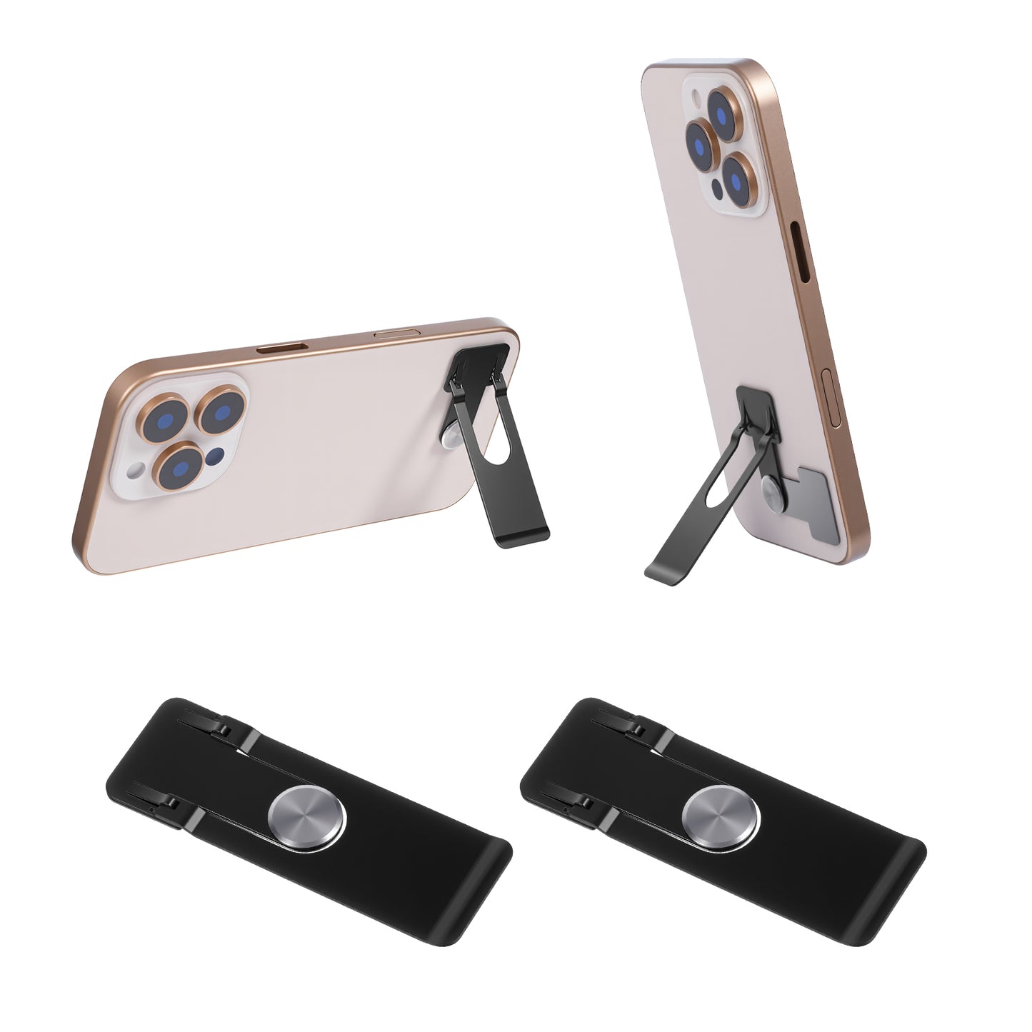 XLIUAX 2 Pack Phone Kickstand Attachment, Kickstand for Phone Case 360° Rotating Cellphone Stand for Desk Vertical and Horizontal Placement Stand Ultra Thin Phones Holder Adjustable Angle Foldable