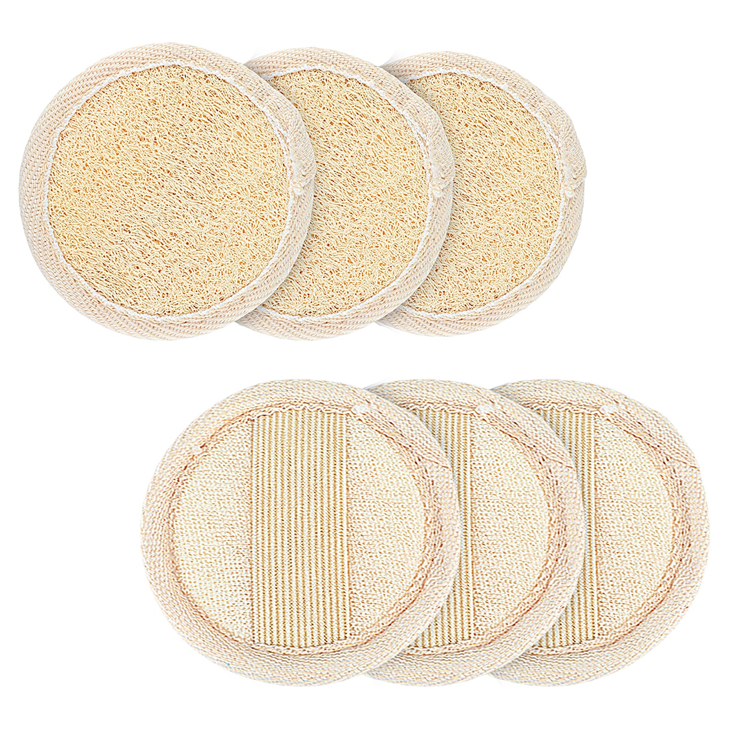 XLIUAX 6 Pack Exfoliating Loofah Sponge Pad Scrubber, 3.14 Inch Loofah Exfoliating Face Pads Facial Shower Loofa Face Exfoliator Pad for Women Men Bath Shower