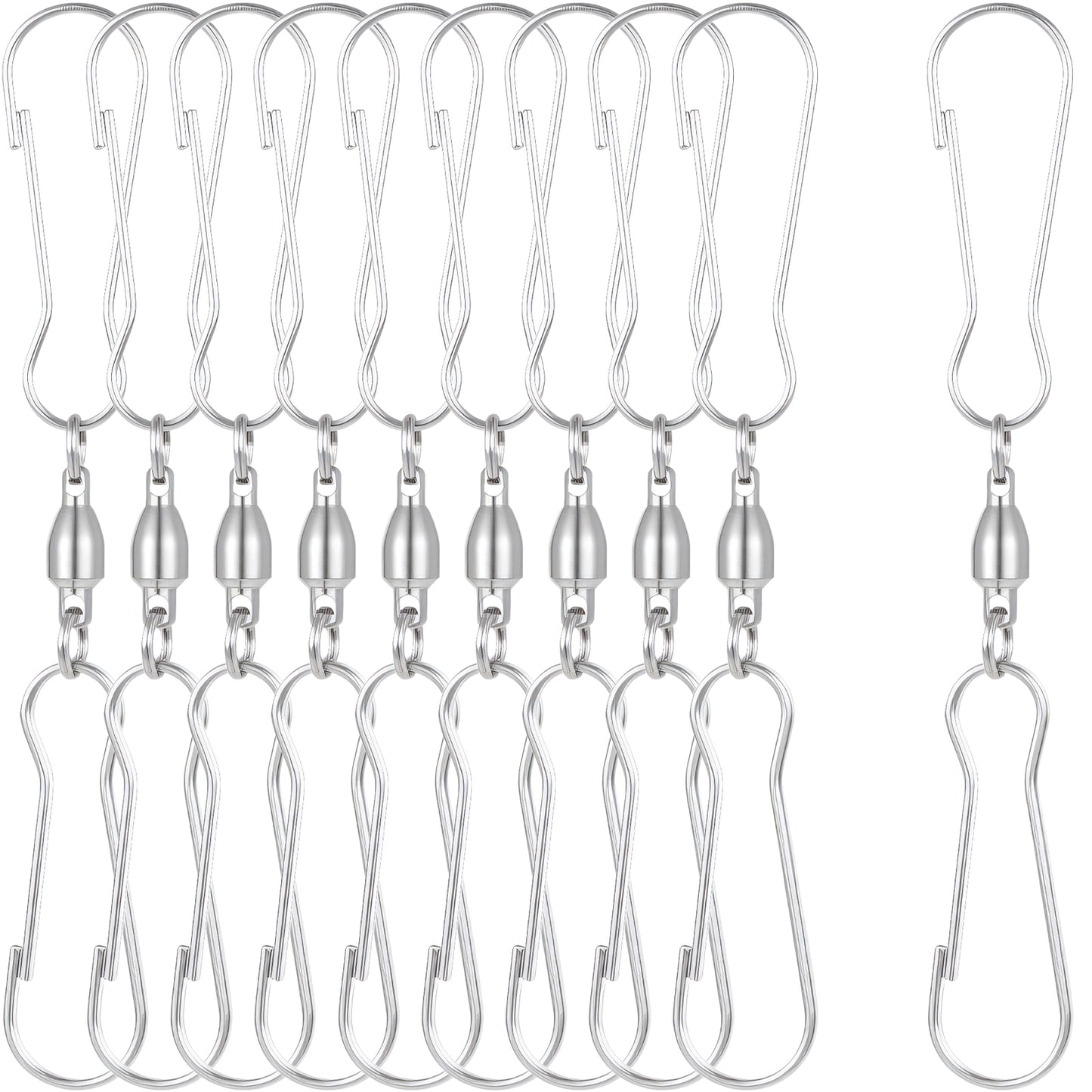 GEEHUA 10 Pcs Swivel Dual Hooks Clips, Smooth Twist Hanging Hooks Wind Spinner Hangers Spiral Tails Twisters Wind Socks for Spinner Windsocks Kites Flower Pots Bird Feeders Flags Party Supply