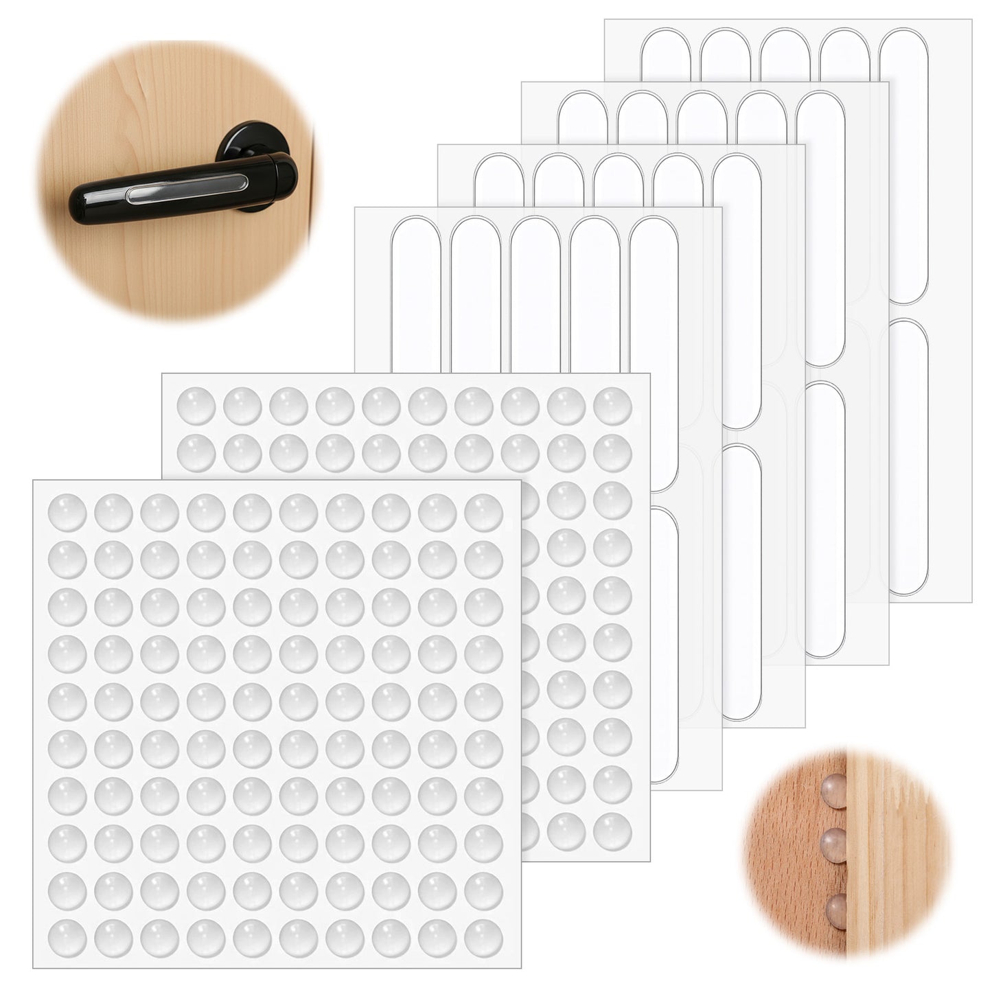 Jeffdad 240Pcs Silicone Bumper Pads, Silicone Furniture bumper Adhesive Clear Rubber Feet Pads Cabinet Door Bumper to Prevent Slamming Scratche Noise for Furniture Cupboard Cabinet Doors