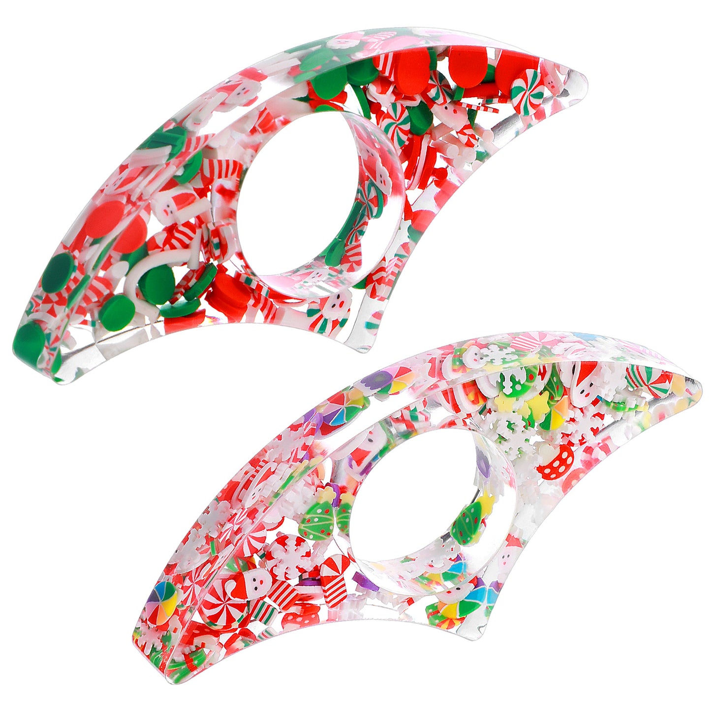 Amabro 2PCS Christmas Book Page Holder, Santa Thumb Ring Page Holder Christmas Snowflake Resin Book Page Holder Red Green Bookmarks Xmas Gift for Bookworm Readers Literary Book Lovers