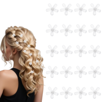 cobee Flower Girl Hair Accessories, Mini Rhinestone Hair Clip Wedding Hair Accessories, White Five Petal Flower Hair Clip Decorative Wedding and Bridal Hair Clips for Girls and Women(20pcs white)