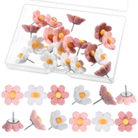 Giantree 20 Flower Pushpins, Pink Decorative Pushpins, Cute Cork Board Decorative Pushpin Suitable for Cork Boards Bulletin Boards Photo Walls Maps and Other Office School Supplies